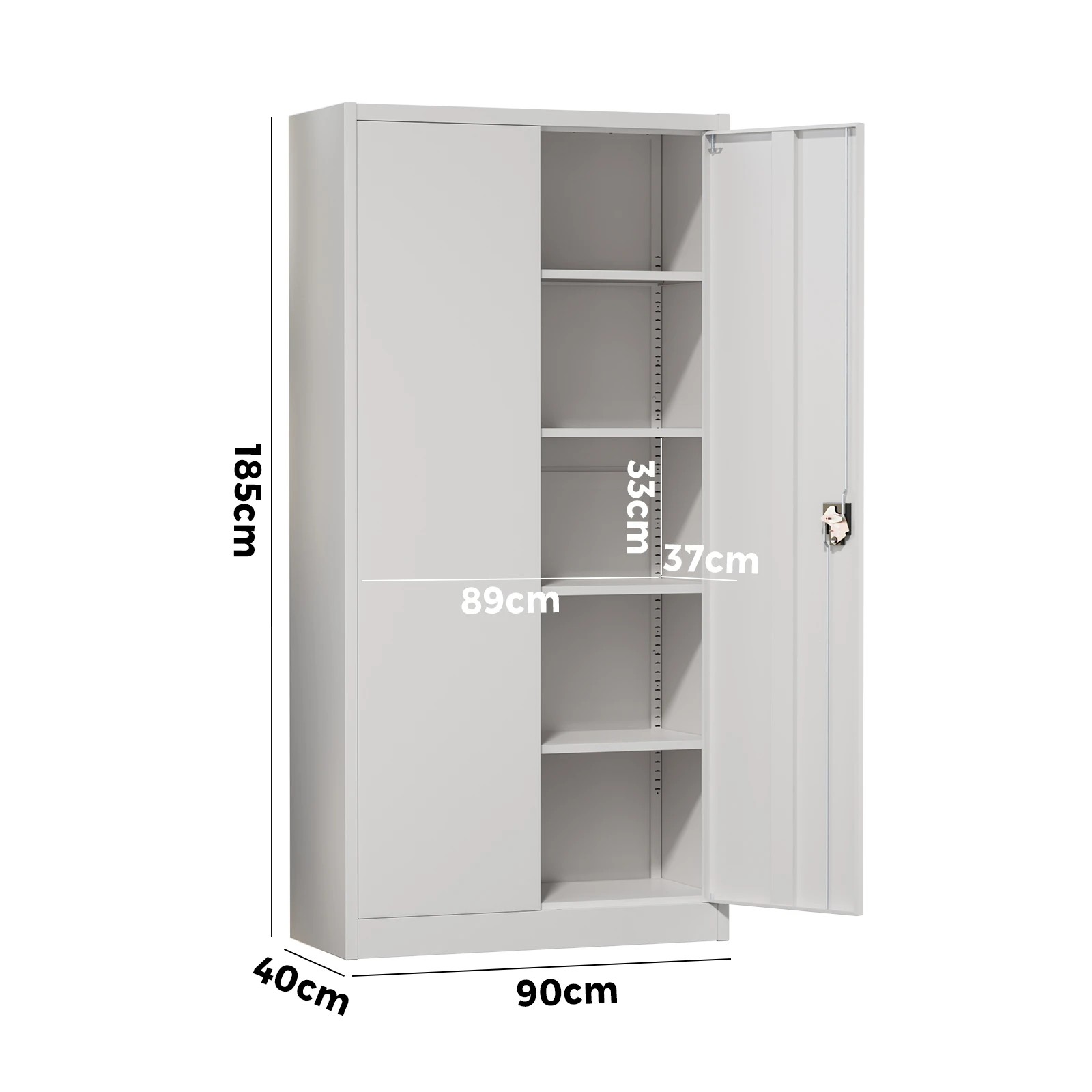 6 Oikiture Lockable Filing Cabinet 185cm Steel Office Document Storage - White, 6 of 7