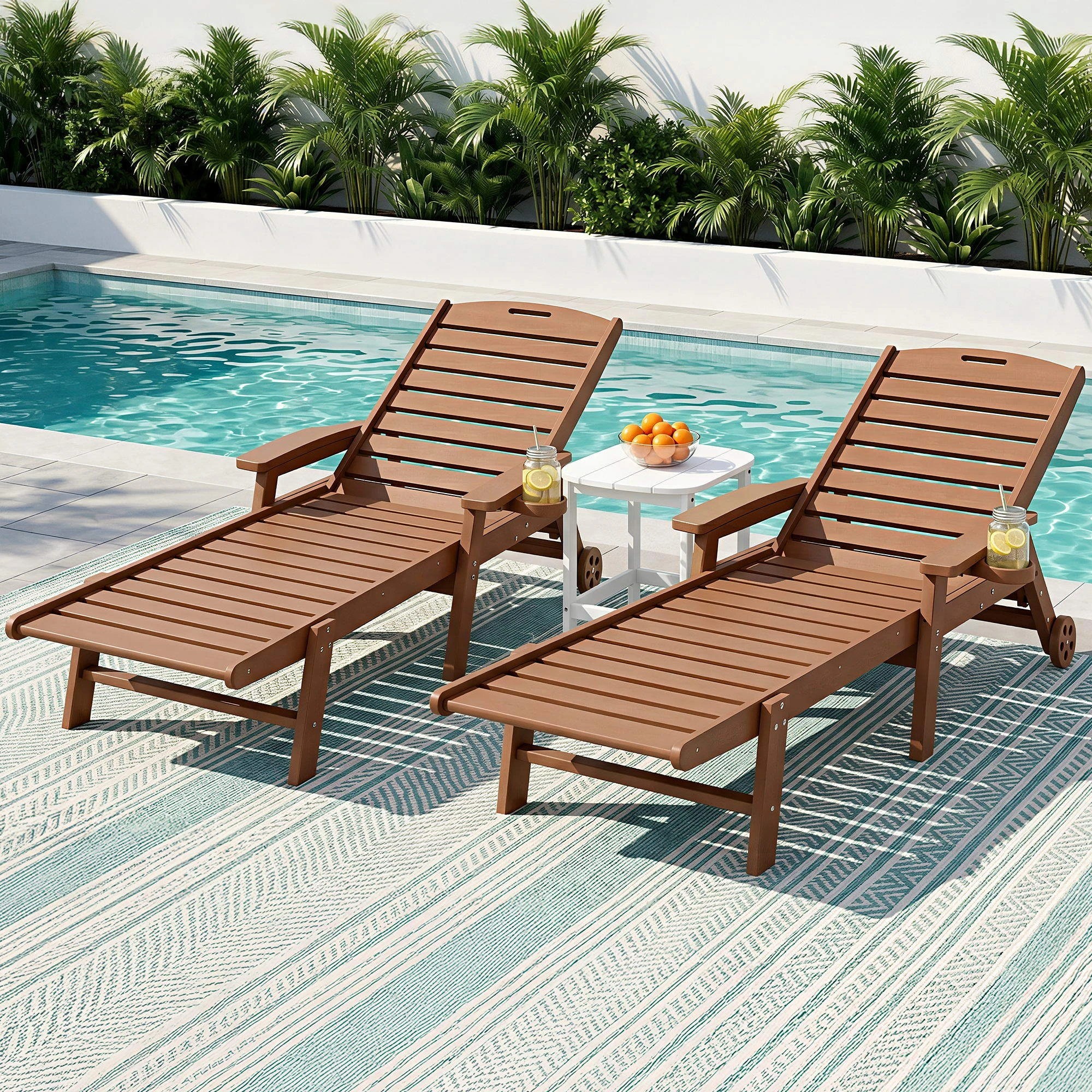 9 Gardeon Sun Lounge Lounger Table and Chairs Beach Chair HDPE Patio Outdoor Furniture Wheels - Multi, 9 of 9