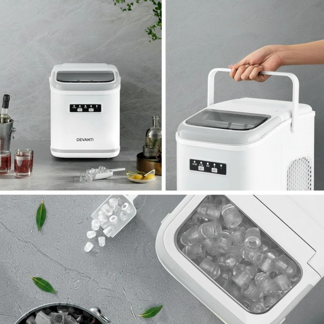 6 Devanti Ice Maker Machine Portable 12kg Countertop w/Self Cleaning 1.3L - White, 6 of 7