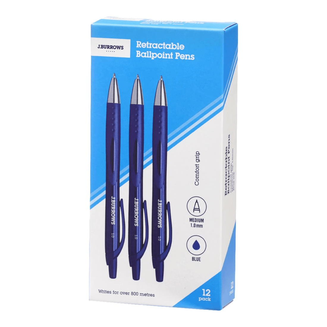 4 J.Burrows Retractable Ballpoint Pens Blue 12 Pack, 4 of 5
