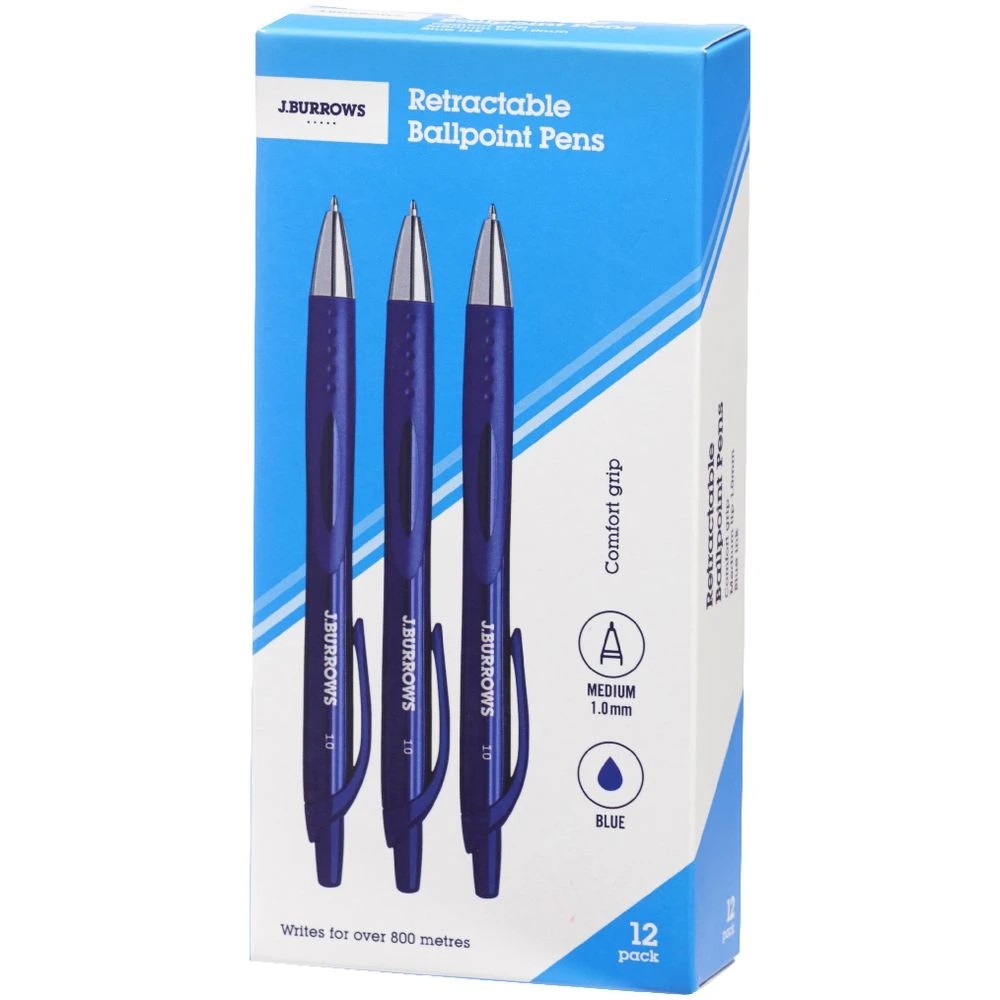 4 J.Burrows Retractable Ballpoint Pens Blue 12 Pack, 4 of 5
