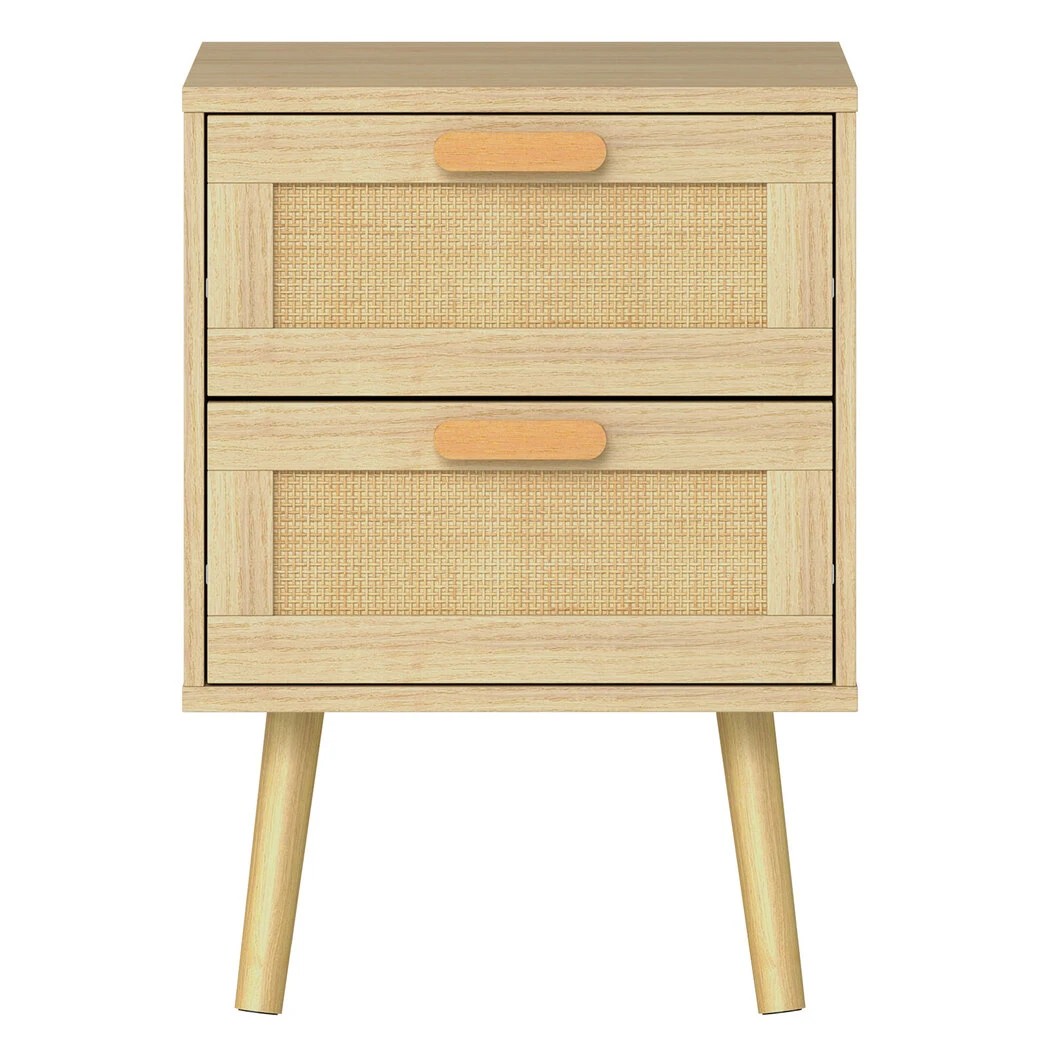 2 Levede Bedside Tables, 2 Hand Made Rattan Decorated Drawers,2 Pack, 2 of 7