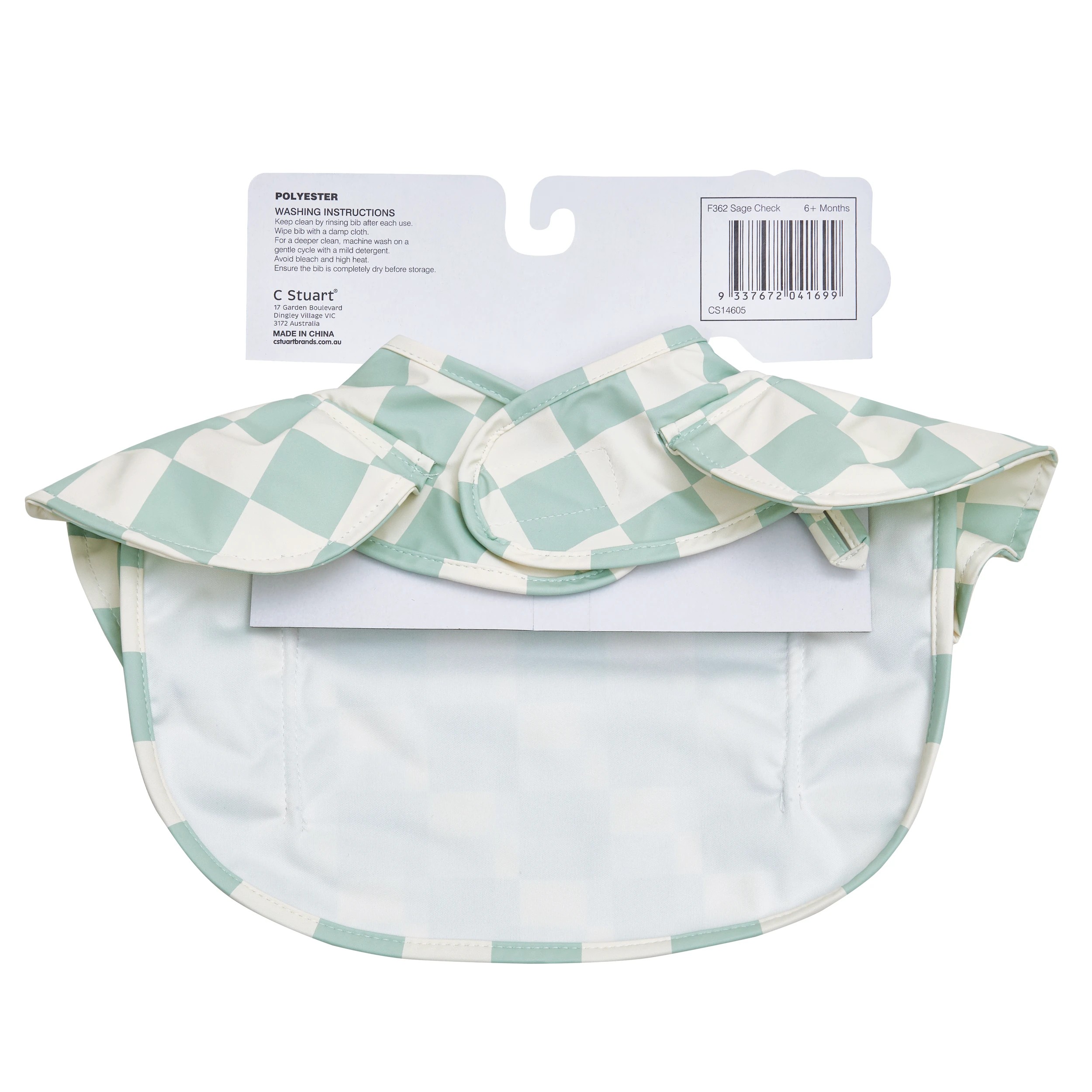 2 Big Softies Recycled Frill Bibs, Sage check, 2 of 5