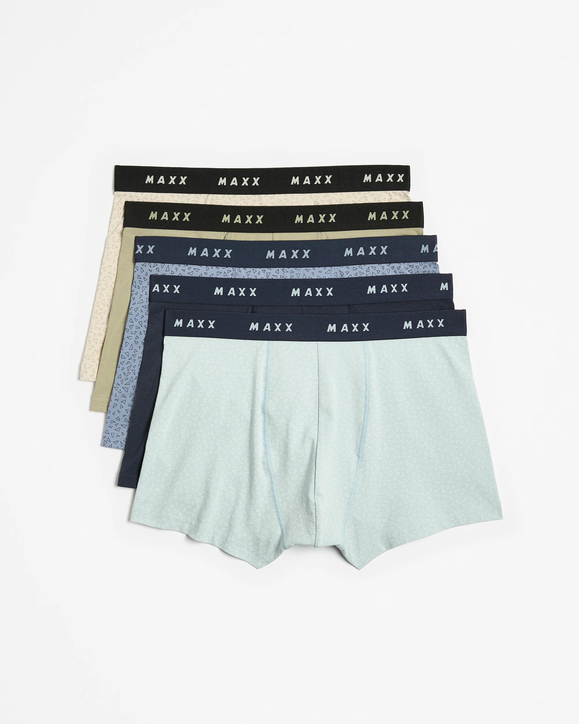 1 Mens Australian Cotton Blend Hipster Trunk 5 Pack - Maxx SKYWAY BLUE PRINT/NAVY/STONEWASH BLUE PRINT/SEAGRASS GREEN/PUMICE STONE PRINT, 1 of 4