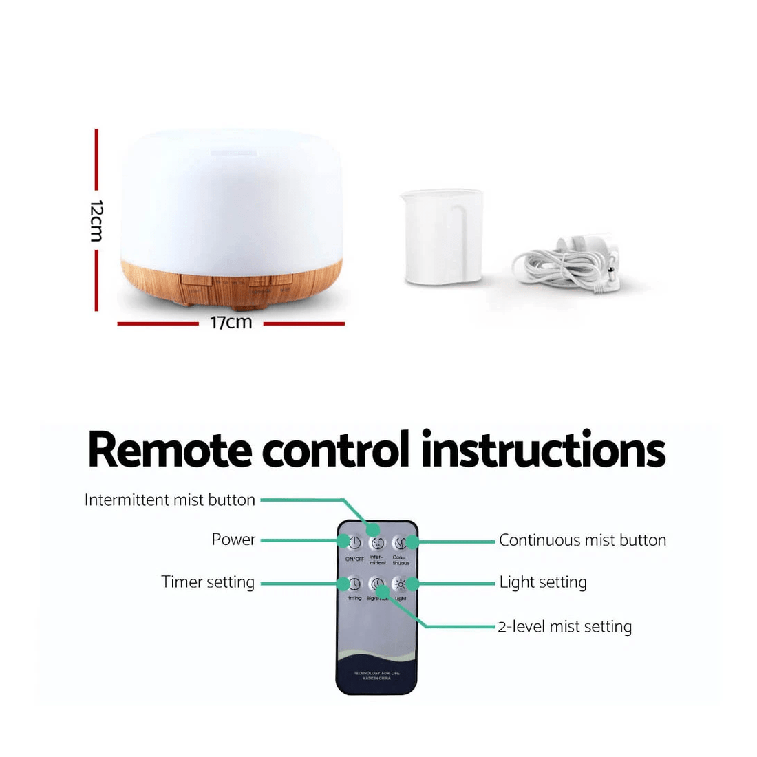 2 Devanti Aroma Diffuser Aromatherapy Humidifier 500ml - Multi, 2 of 2