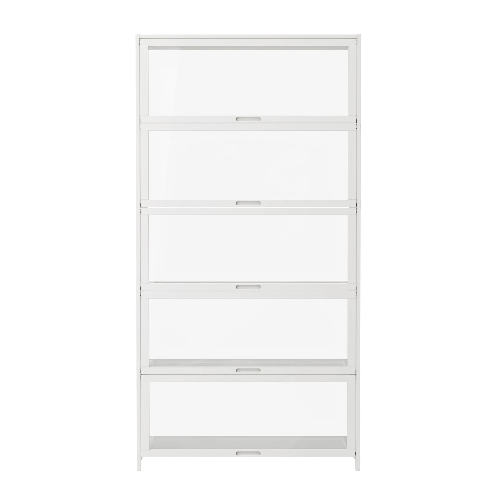 6 Oikiture Display Cabinet Storage 5-Tier Shelves Tall Clear Bookcase Rack - White, 6 of 8