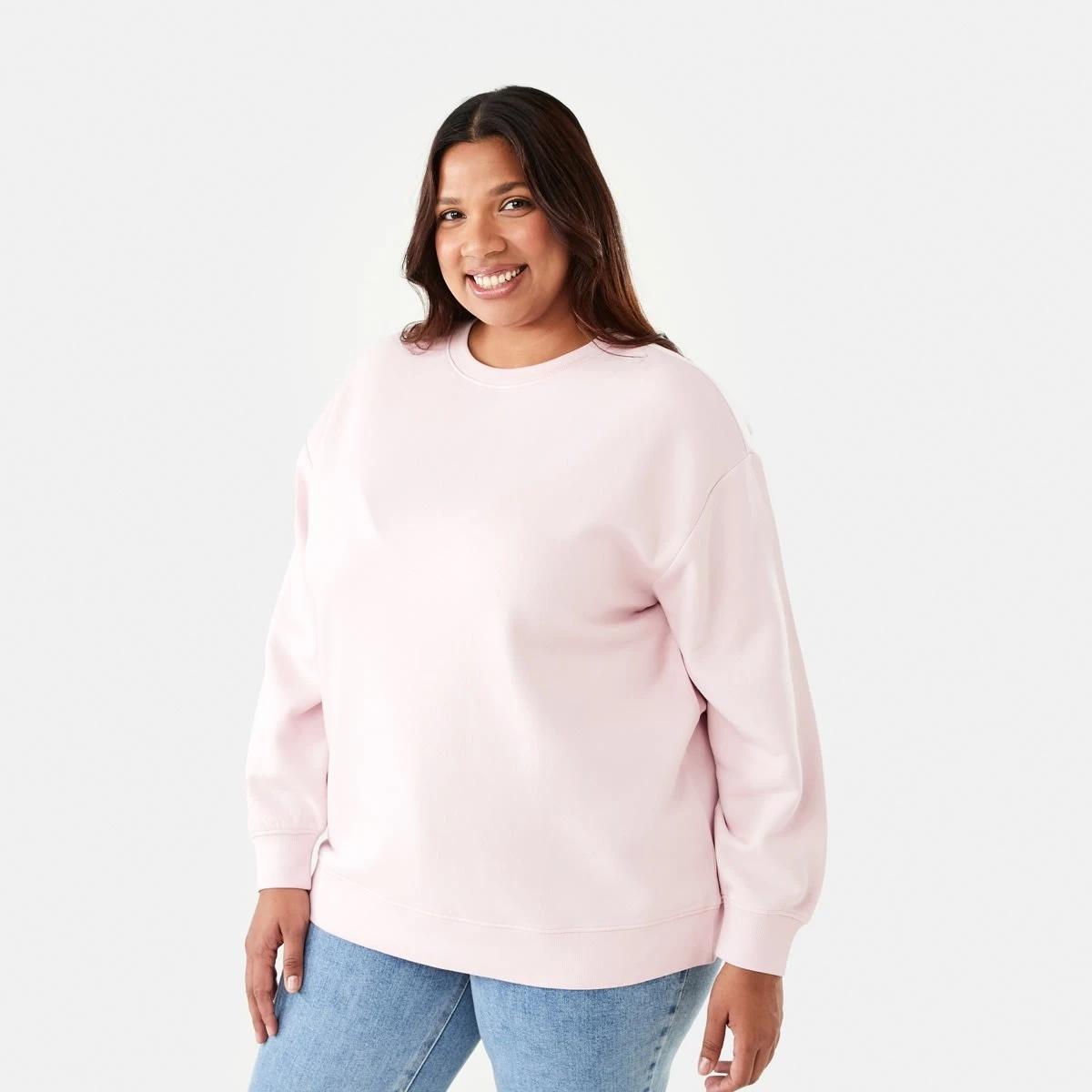 2 Curve Long Sleeve Boxy Sweatshirt Soft Pink, 2 of 5