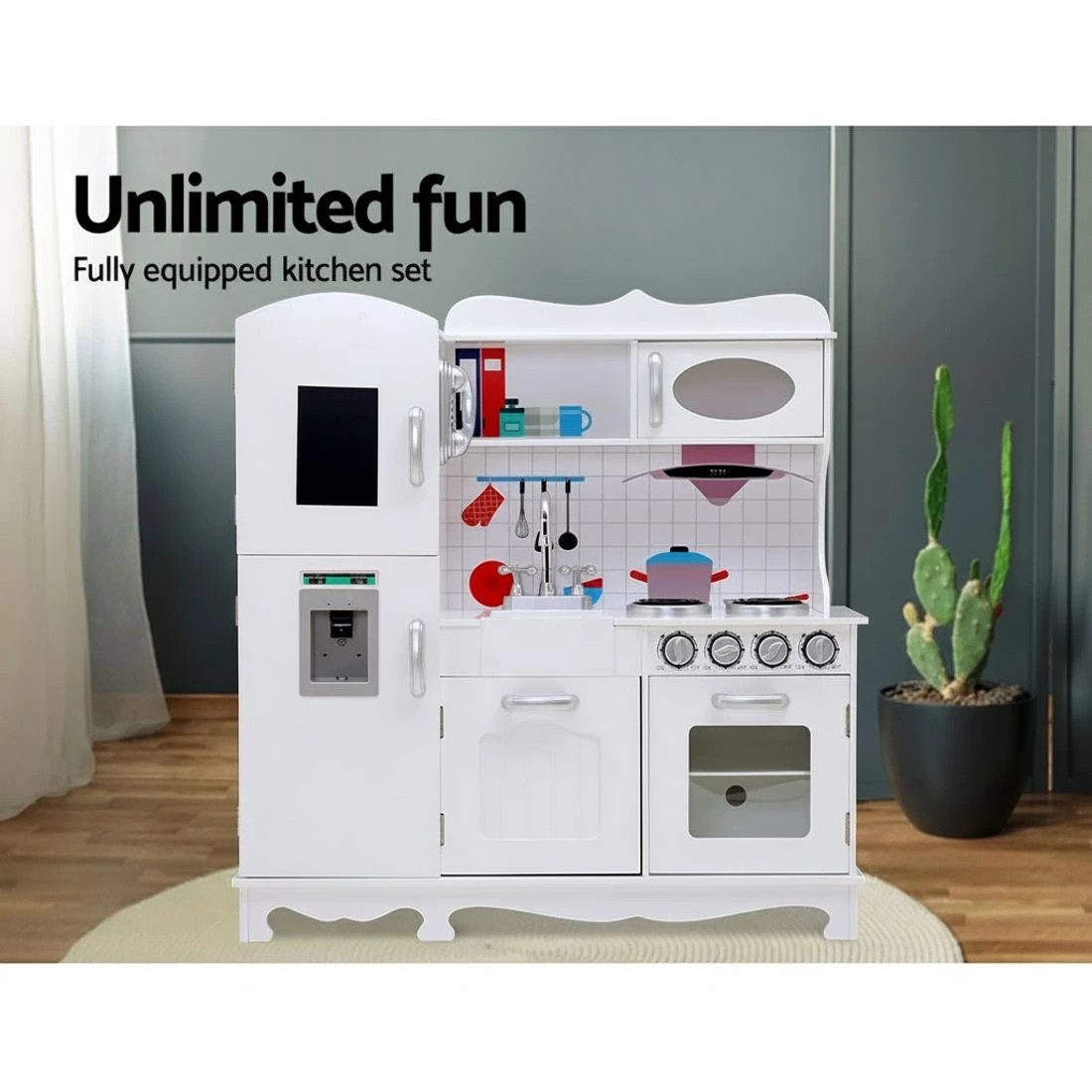 3 Keezi Kids Kitchen Play Set en Pretend Toys Cooking Children Food - Multi, 3 of 5