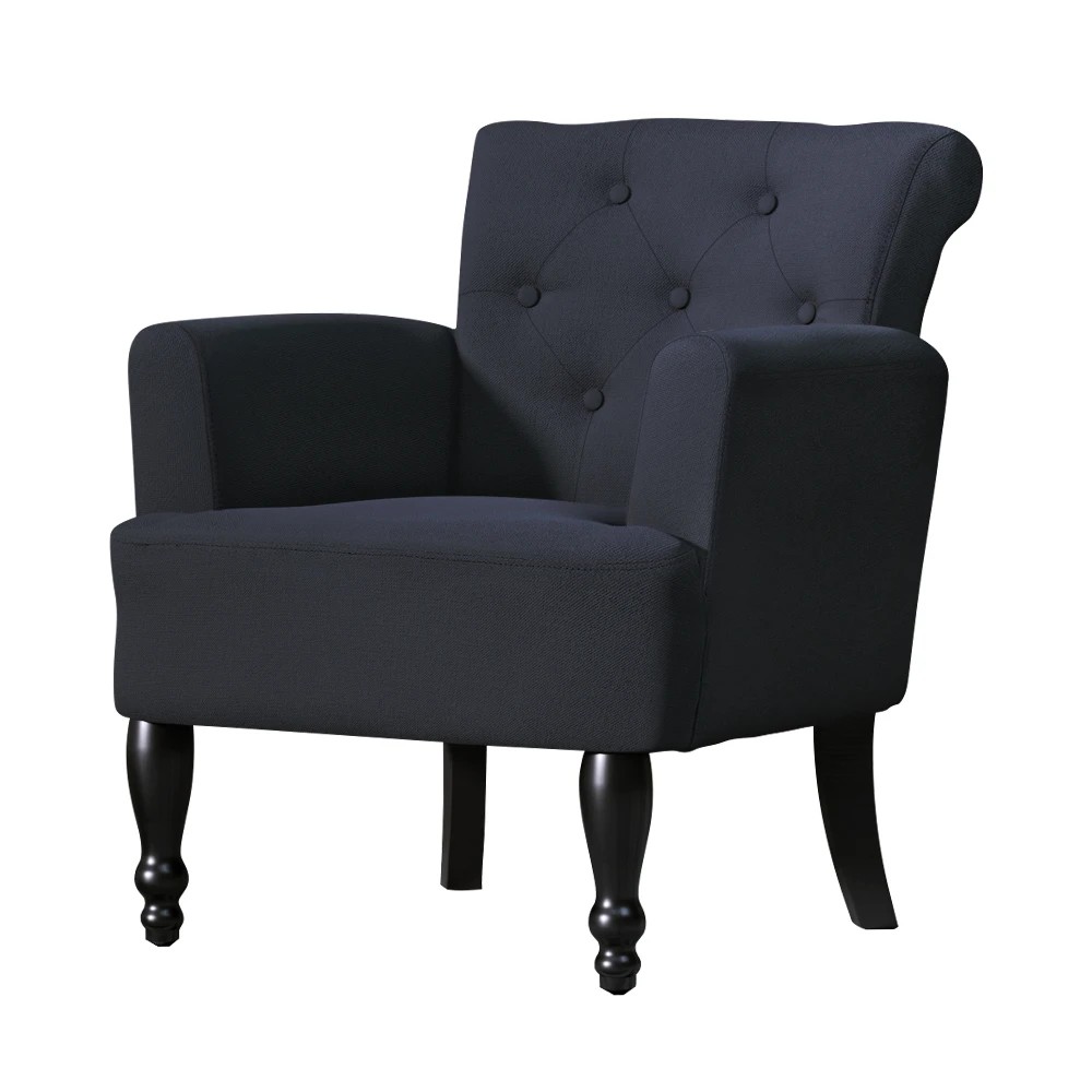 1 Artiss Armchair Wingback Charcoal Lothair - Black, 1 of 7