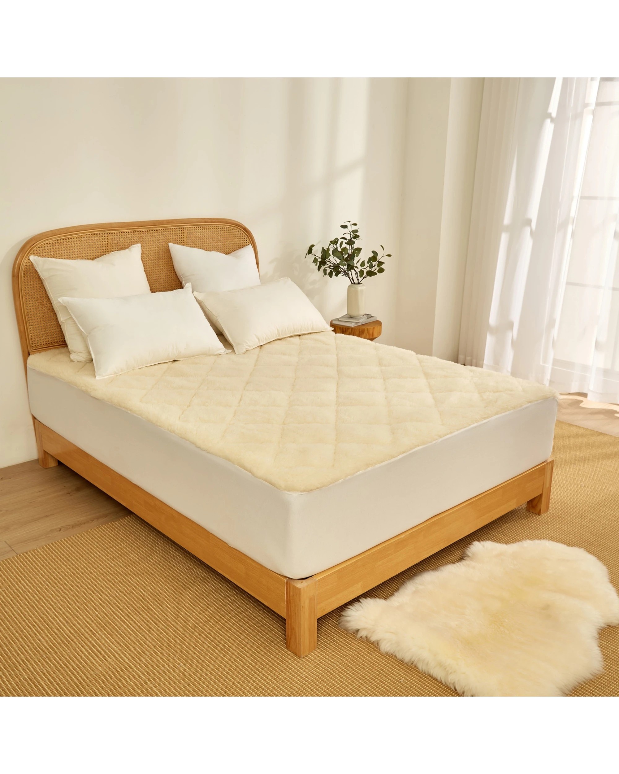 2 Wooltara Imperial Luxury 2 Layer Reversible Washable Australian Wool Underblanket - Single Bed - White, 2 of 9