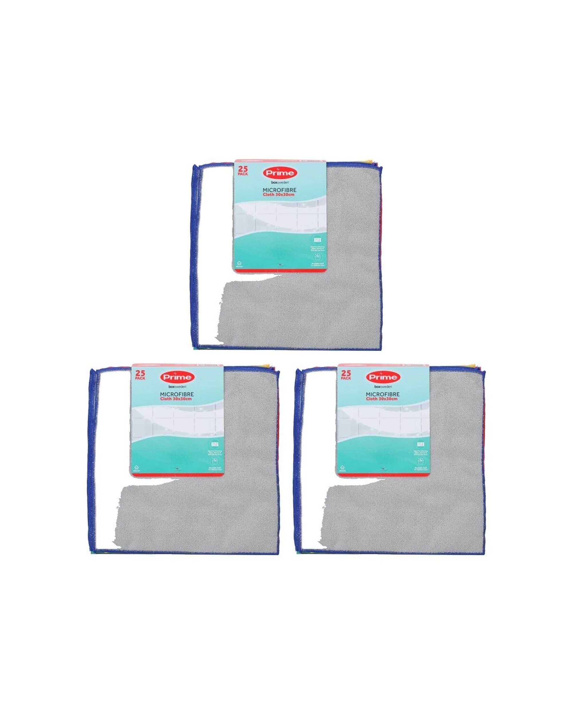 1 Boxsweden 3x 25pc Prime Microfibre Cloths Value Pack Cleaning 30x30cm - Multi, 1 of 7