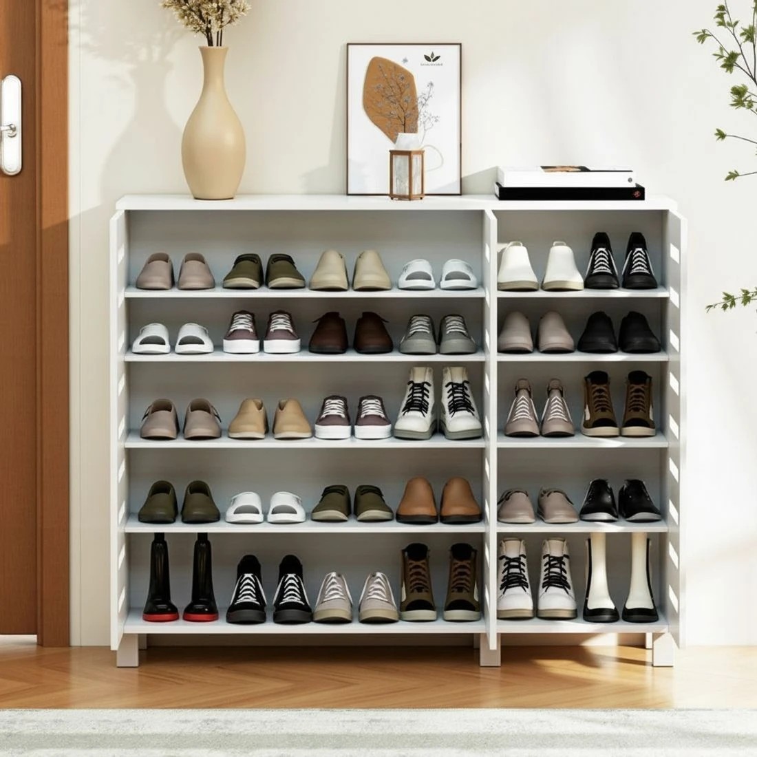 8 Artiss Shoe Rack Cabinet 30 Pairs Adjustable Shelf - White, 8 of 8