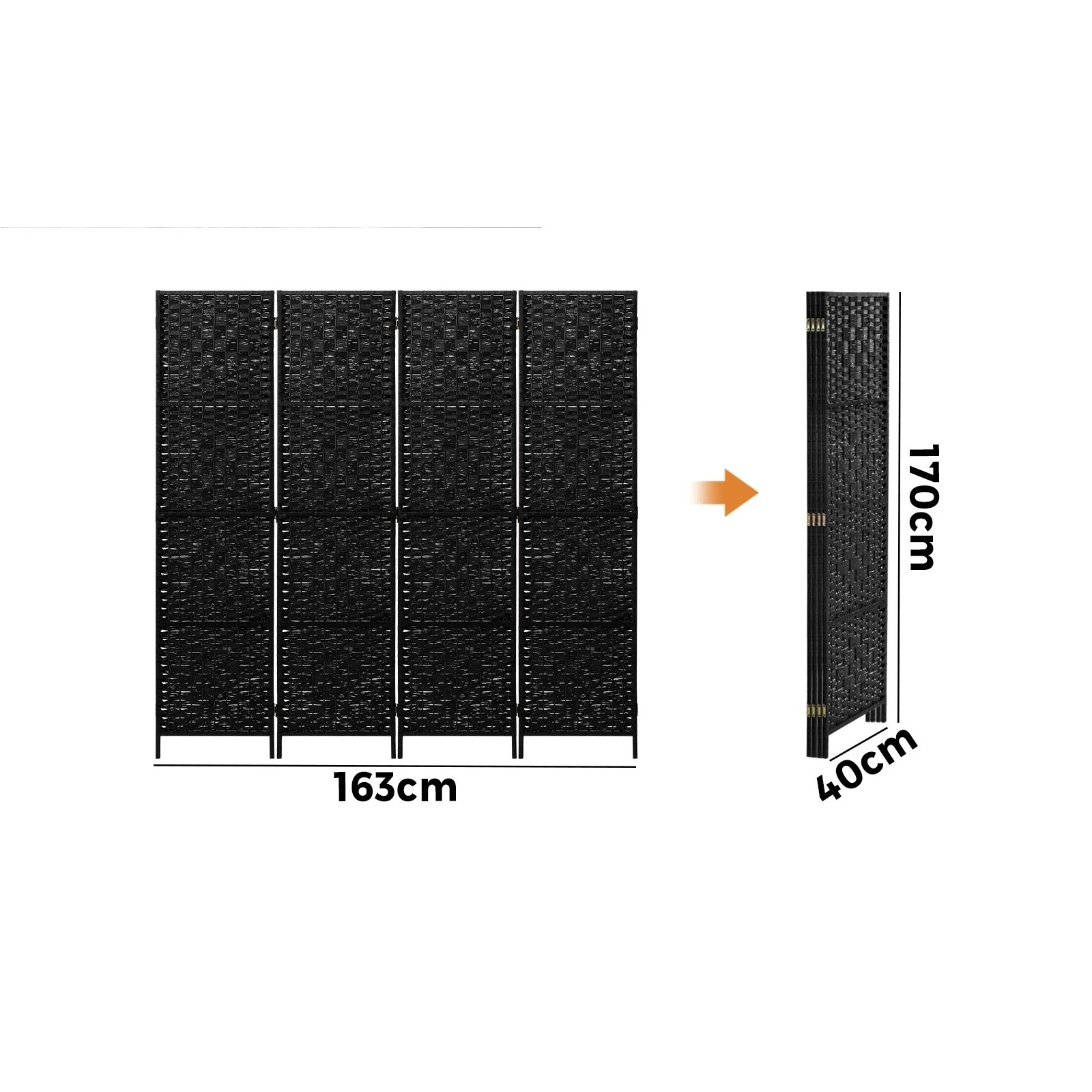 2 Oikiture 4 Panel Room Divider Screen Privacy Dividers - Black, 2 of 8