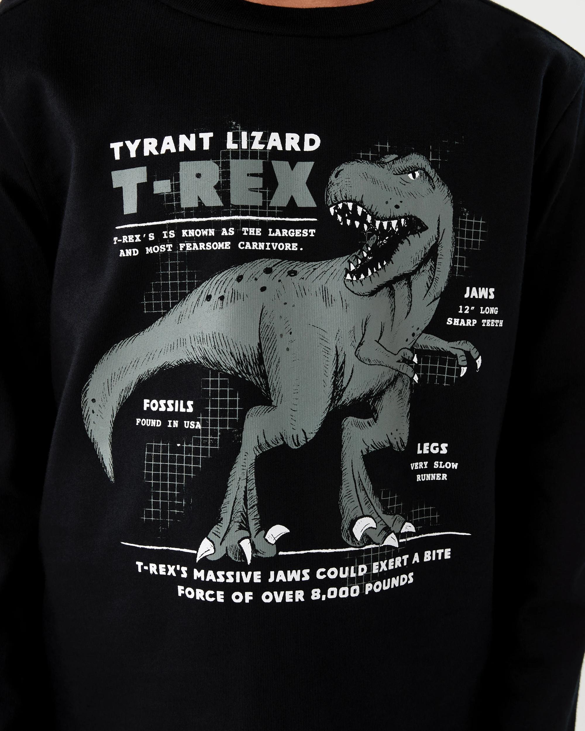5 Long Sleeve Print T-shirt Blk Dino, 5 of 7