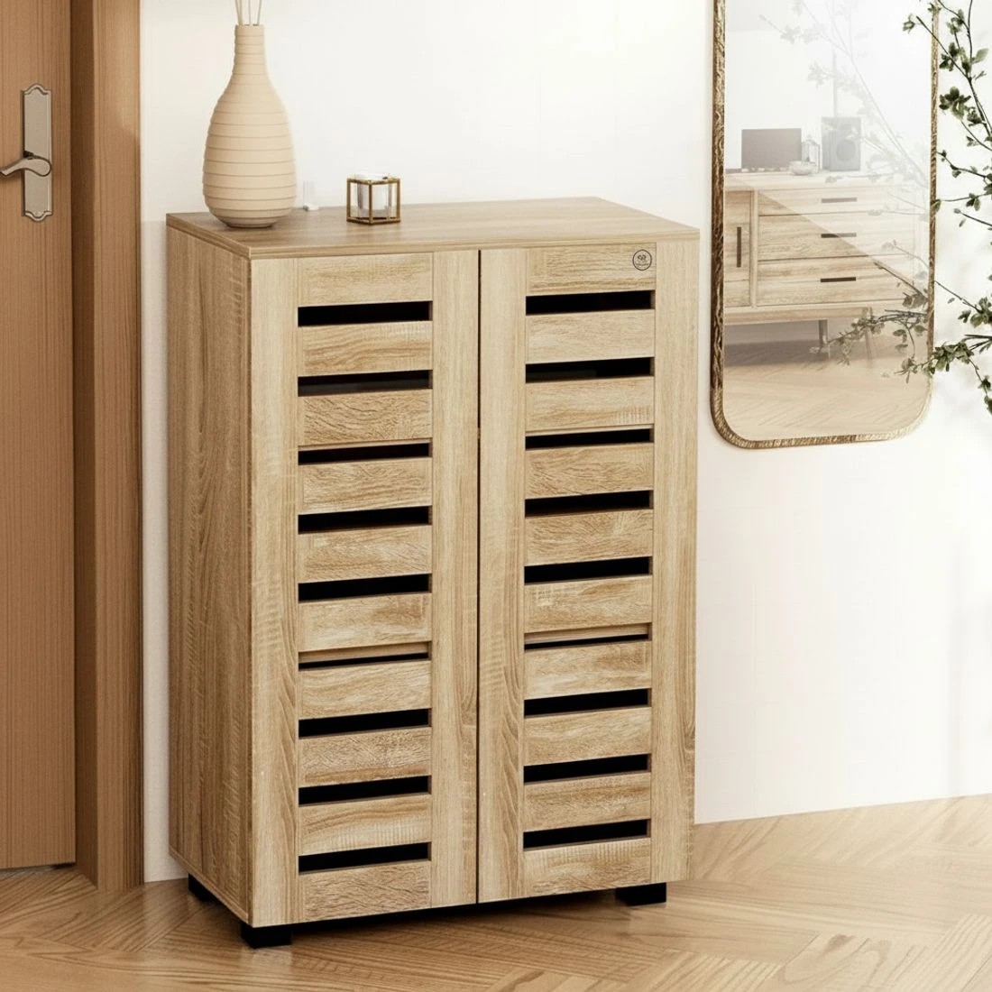 1 Artiss Shoe Rack Cabinet 20 Pairs 5-tier - Brown, 1 of 8