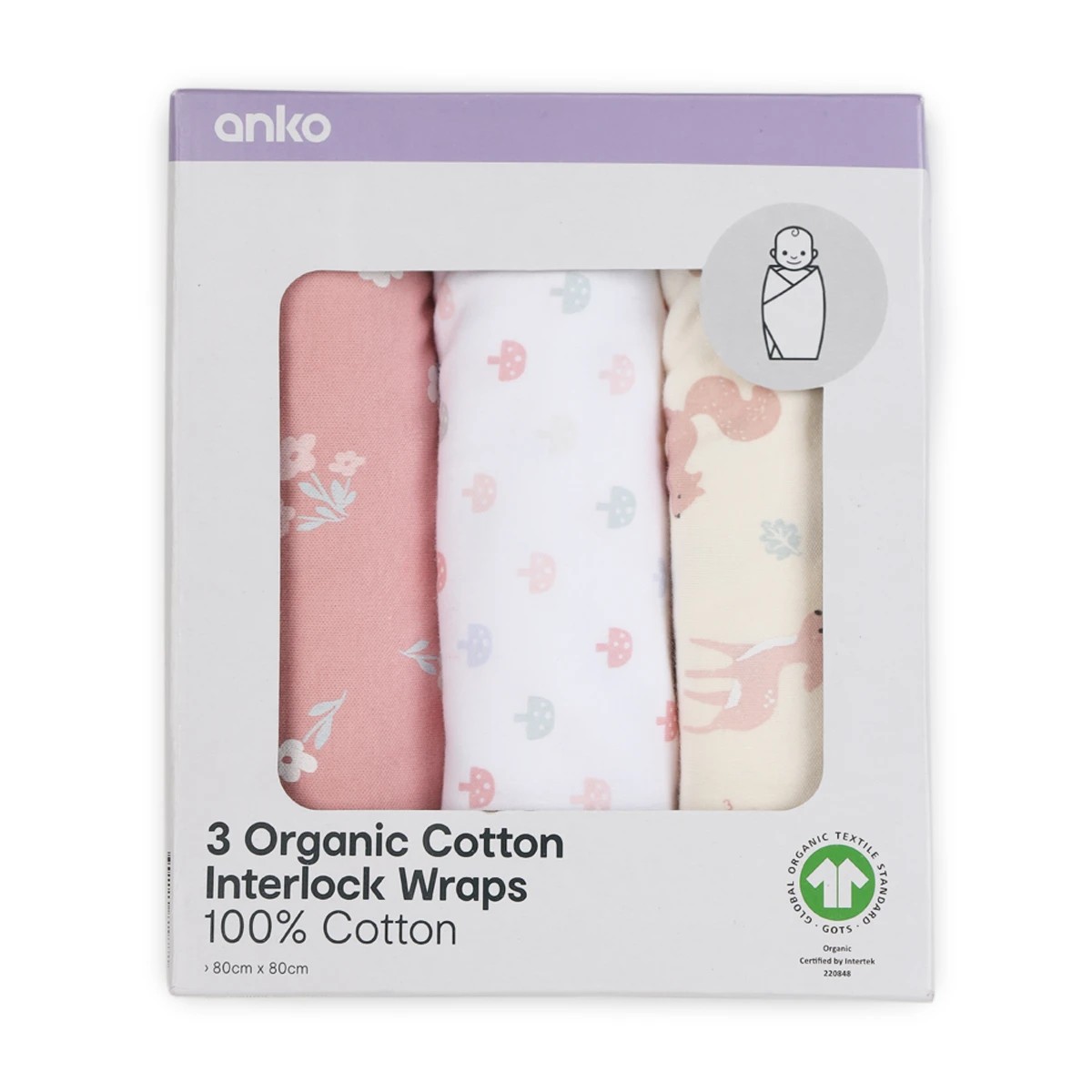3 3 Pack Organic Cotton Interlock Wraps - Woodlands, 3 of 6