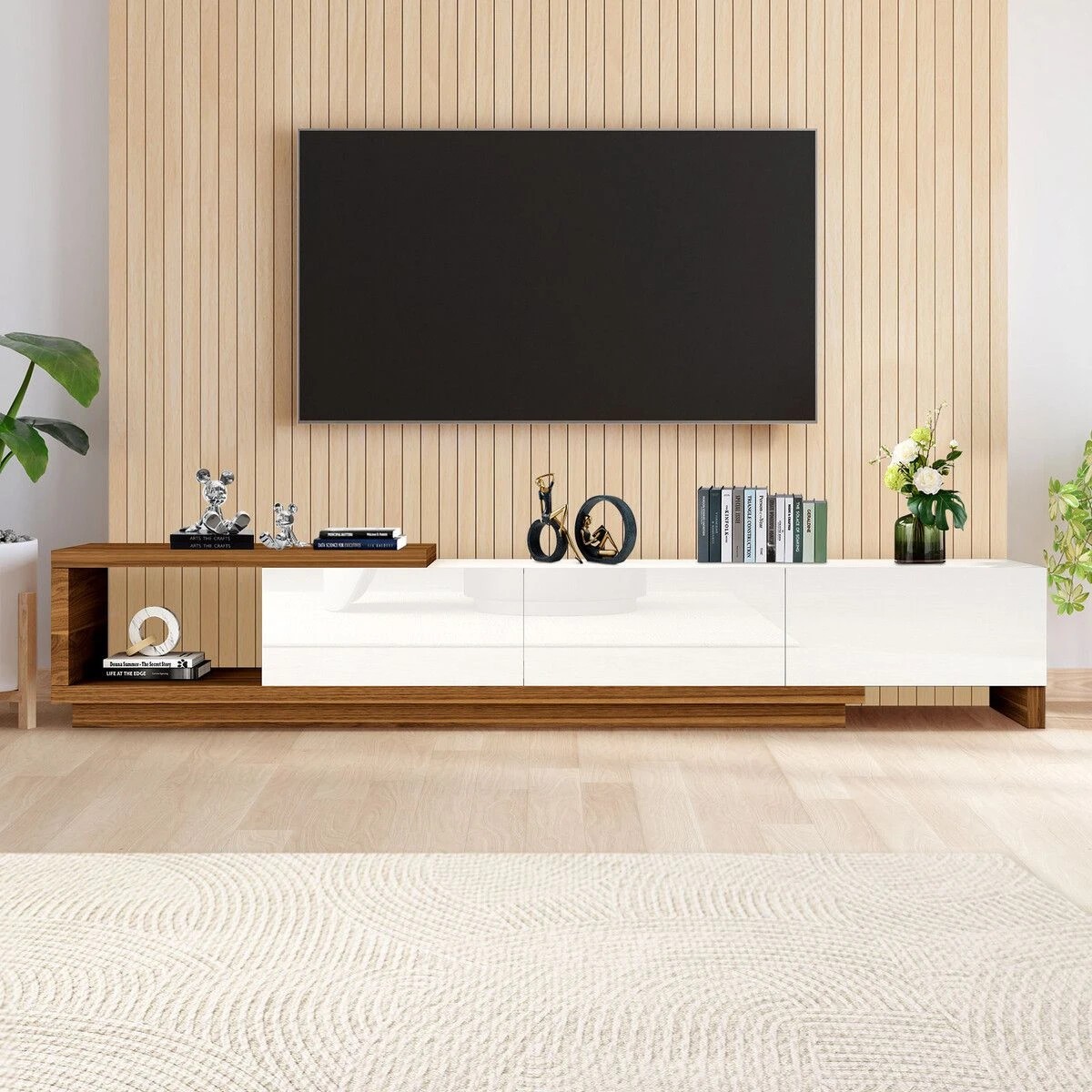 3 Ausway Extendable TV Stand Cabinet Entertainment 3 Drawers, 3 of 6