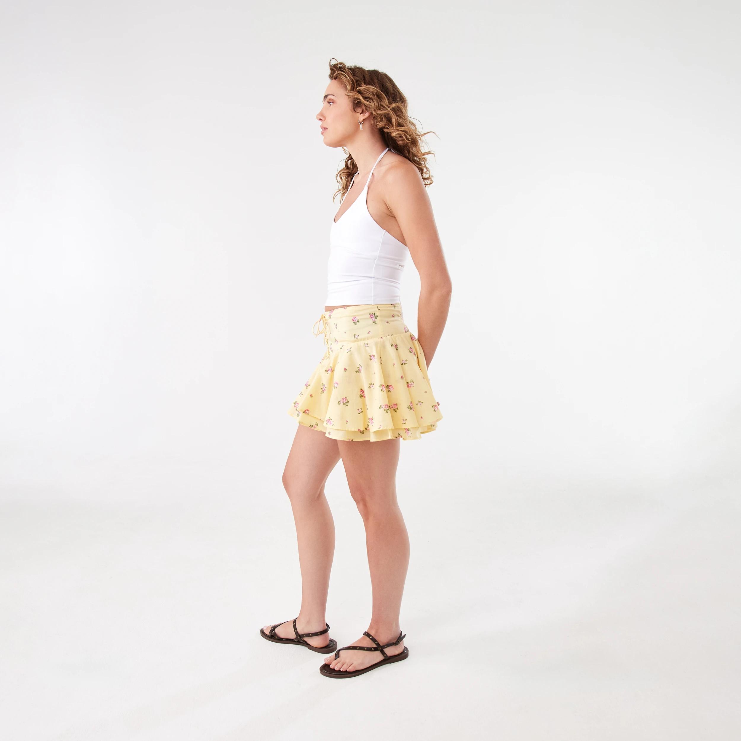 5 Boho Ruffle Mini Skirt Yellow Flw, 5 of 10