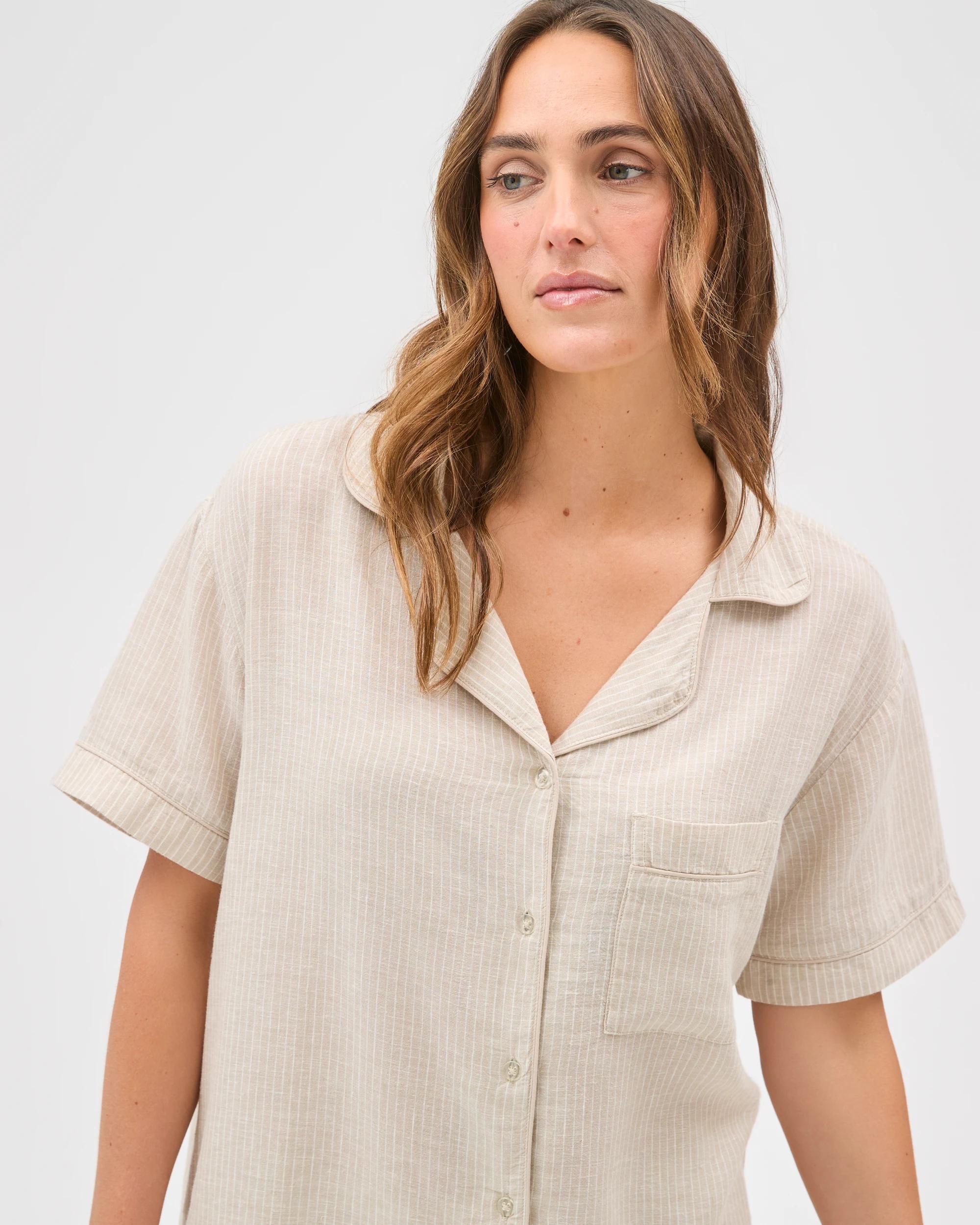 4 Target Woman Linen Blend Short Pyjama Set NEUTRAL STRIPE, 4 of 7