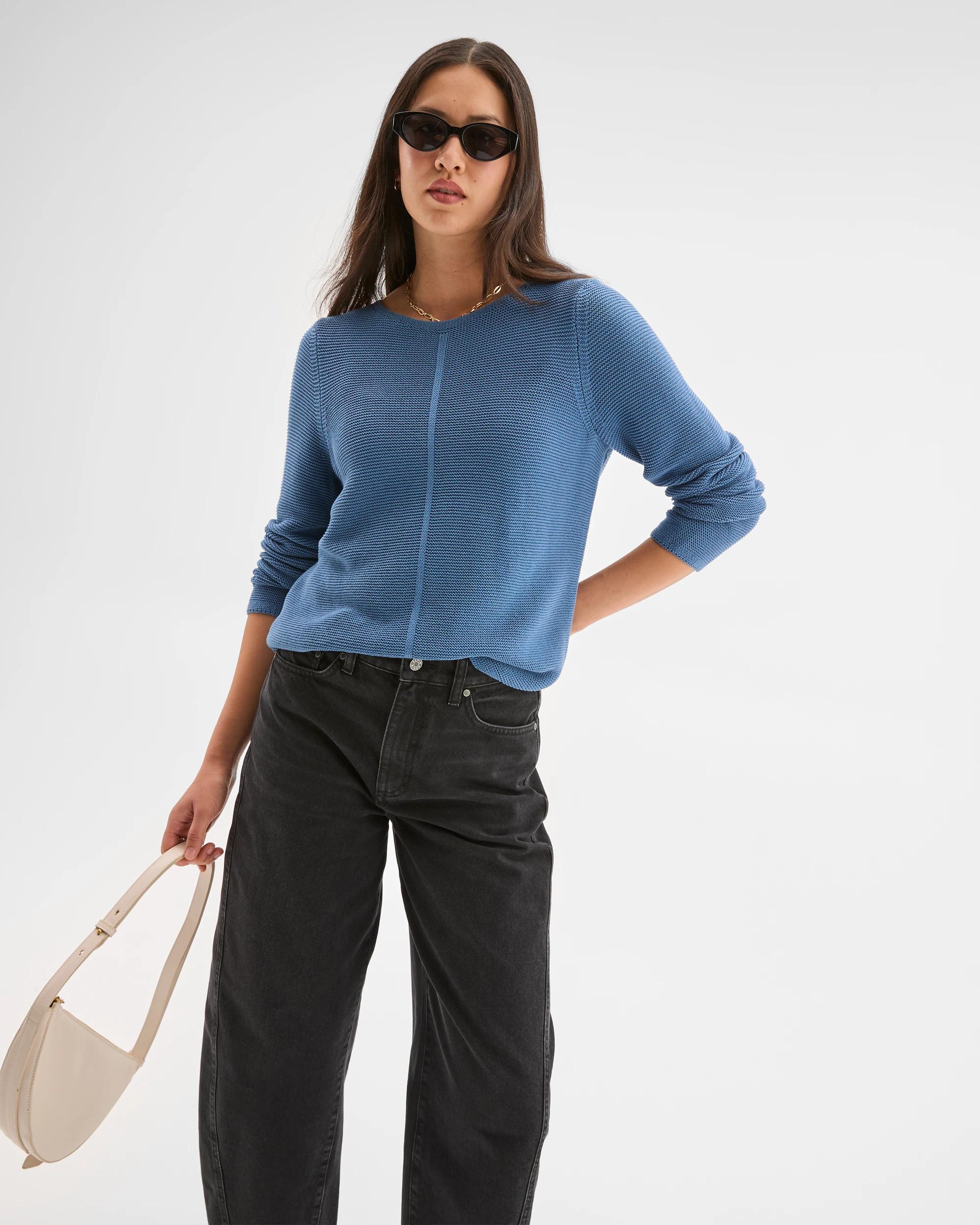 1 Target Woman Australian Cotton Blend Ottoman Twist Jumper BLUE JAY, 1 of 5