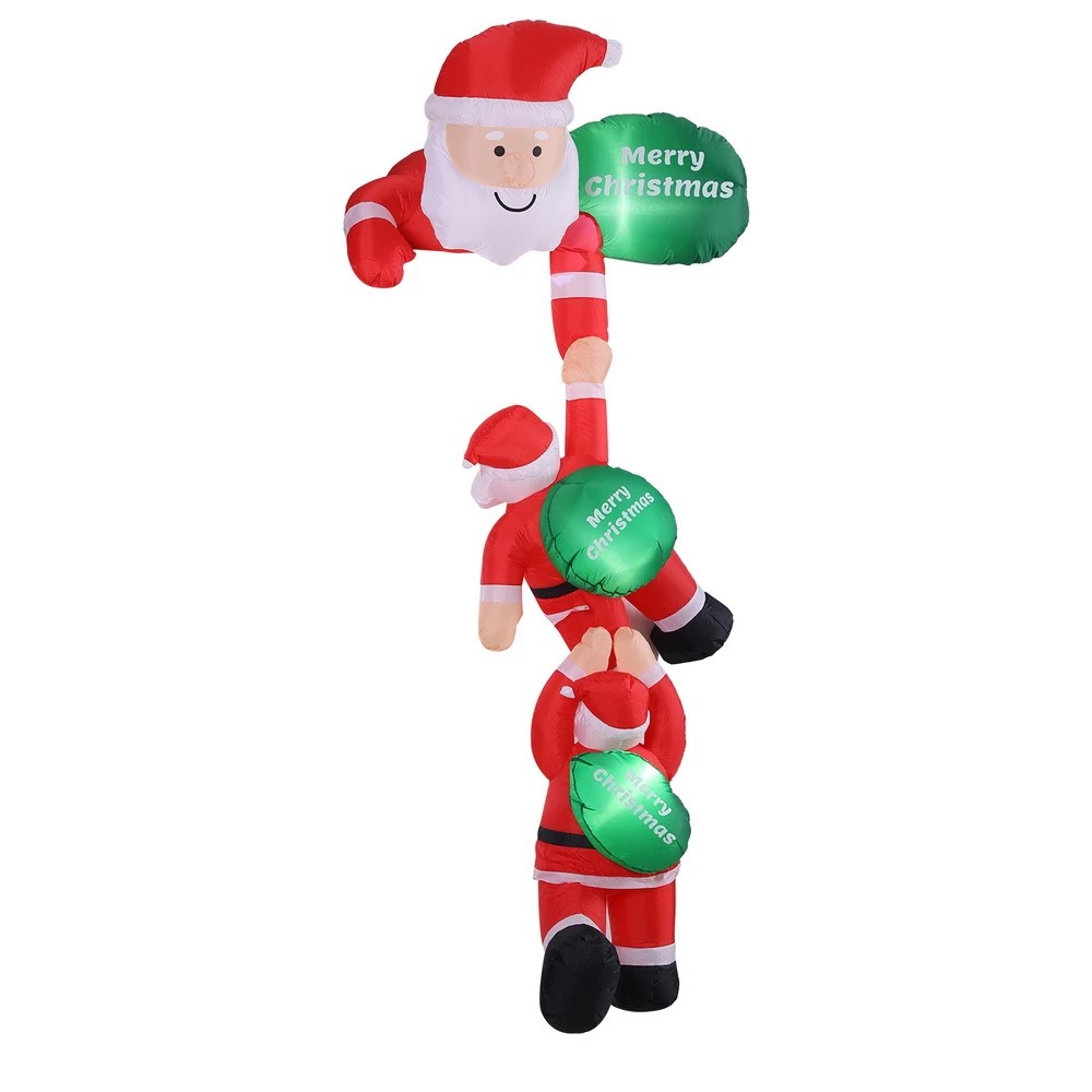 1 Jingle Jollys Christmas Inflatable Climbing Santa 2.5M Height LED Decorations Illuminated - Multi, 1 of 7