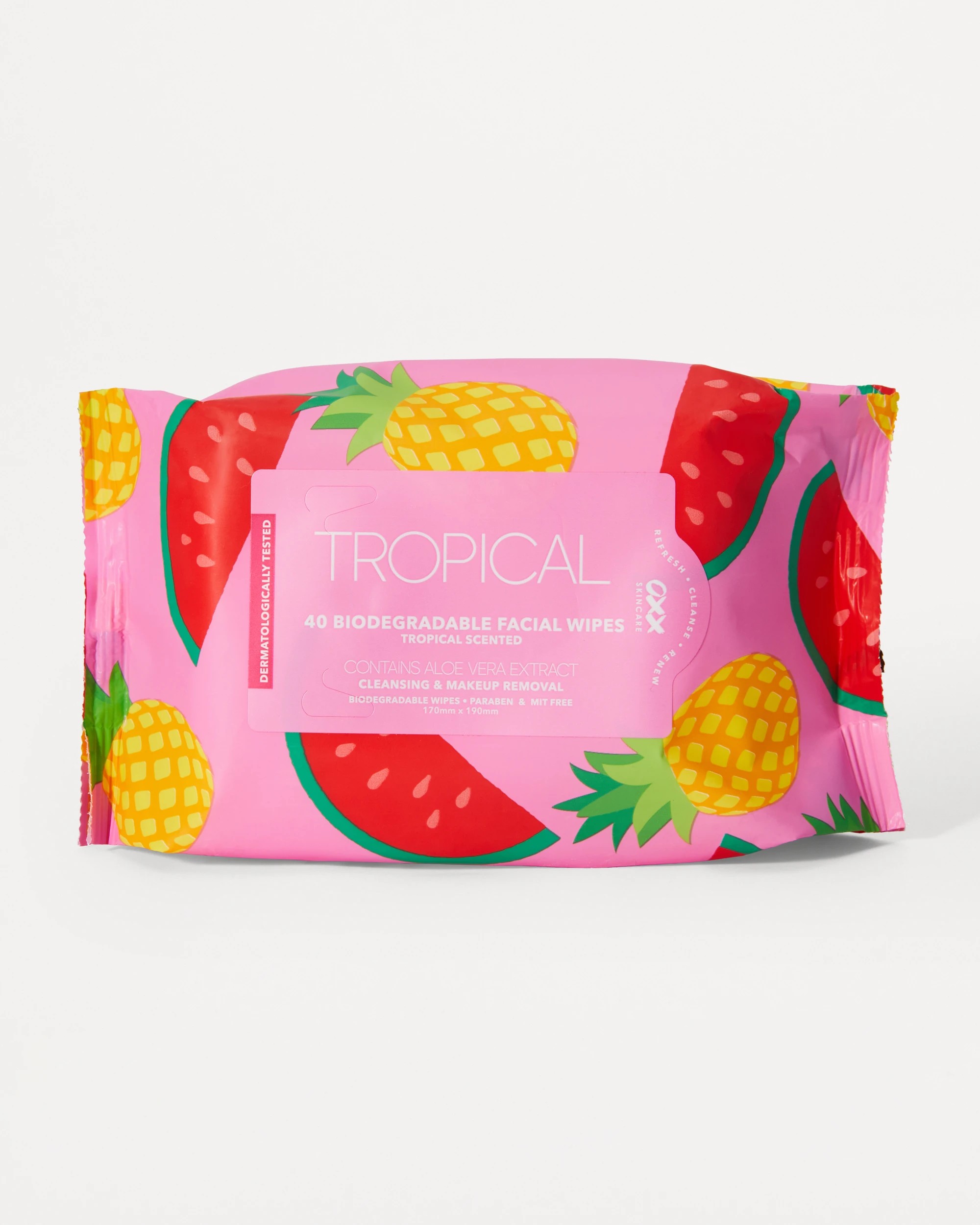 1 OXX Skincare 40 Pack Biodegradable Facial Wipes - Tropical and Aloe Vera, 1 of 3