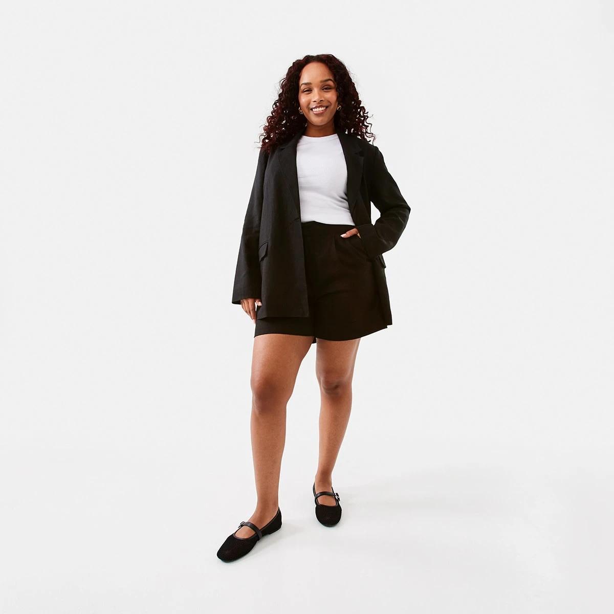 3 Linen Blend Blazer Black, 3 of 9