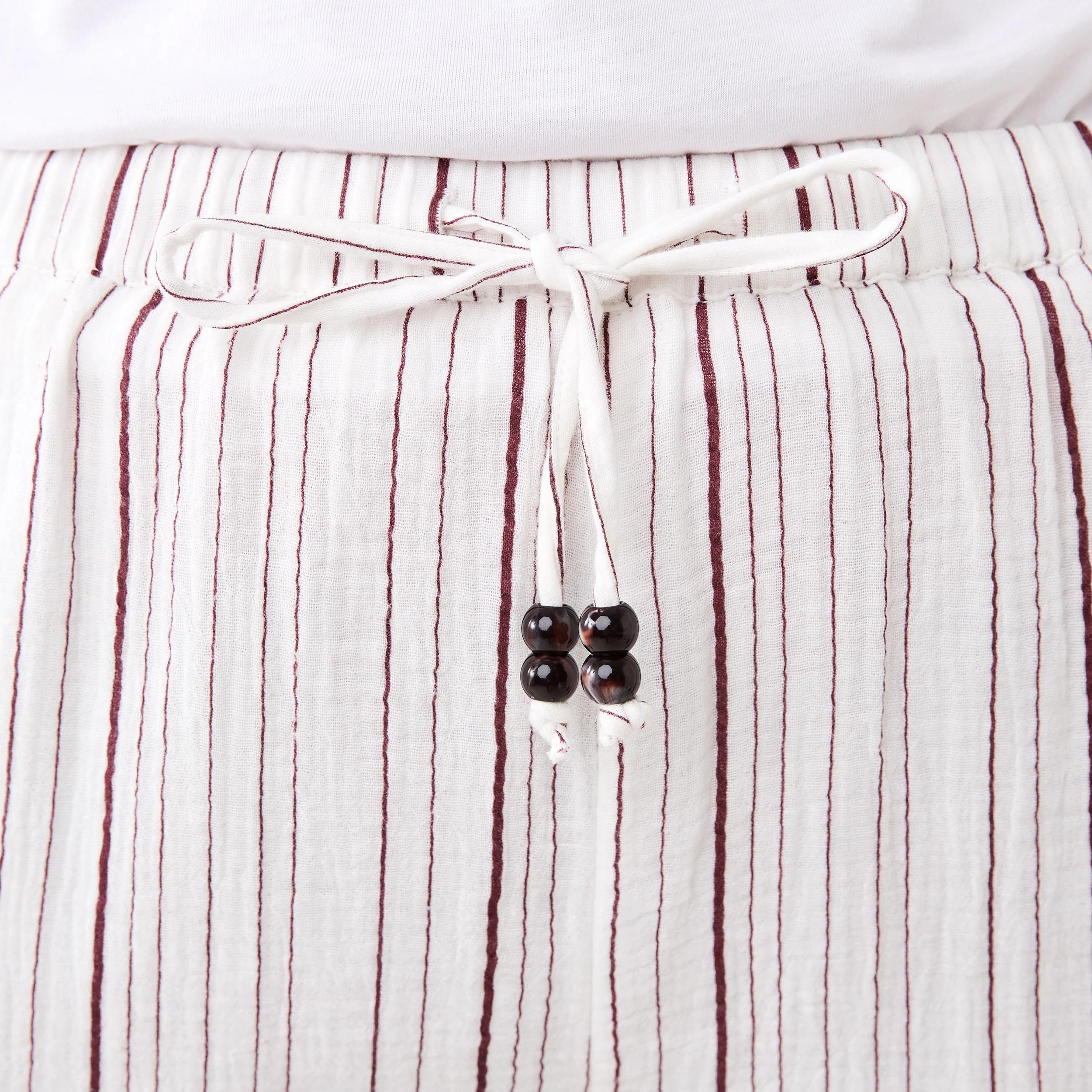 4 Tie Waist Double Cloth Pants VARIGATED STRIPE WHITE, 4 of 5