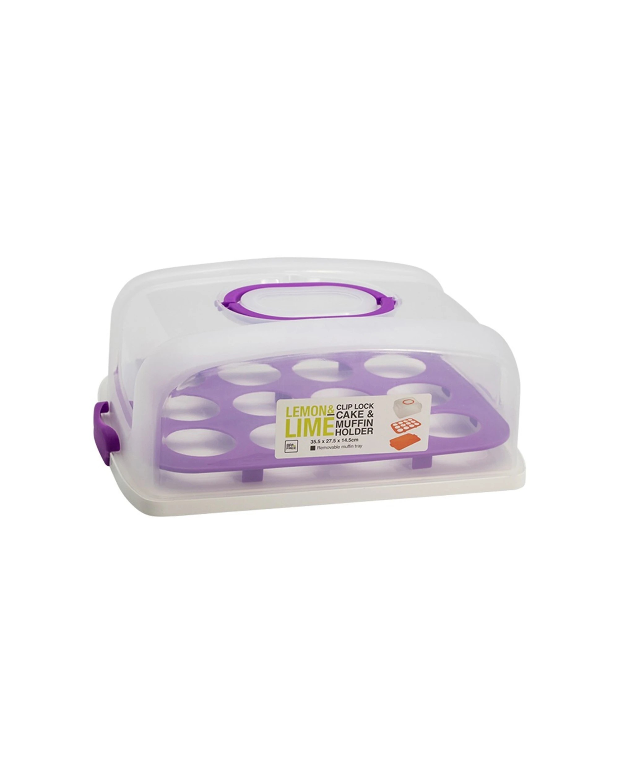 5 Lemon & Lime 37.5cm Rectangle Cake Holder/muffin Tray Food Container W/ Lid - Assorted, 5 of 5