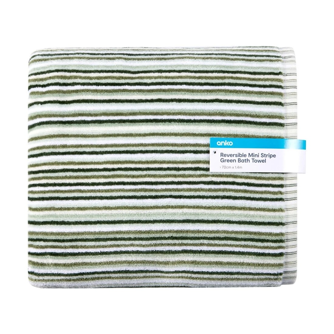 5 Mini Stripe Cotton Reversible Bath Towel - Green, 5 of 5