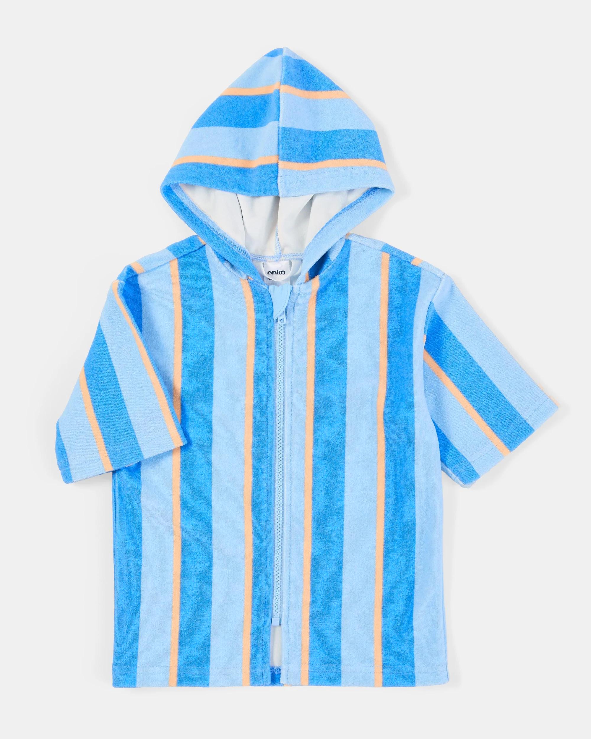 1 Terry Swim Cover Up Blu Mulstp, 1 of 3
