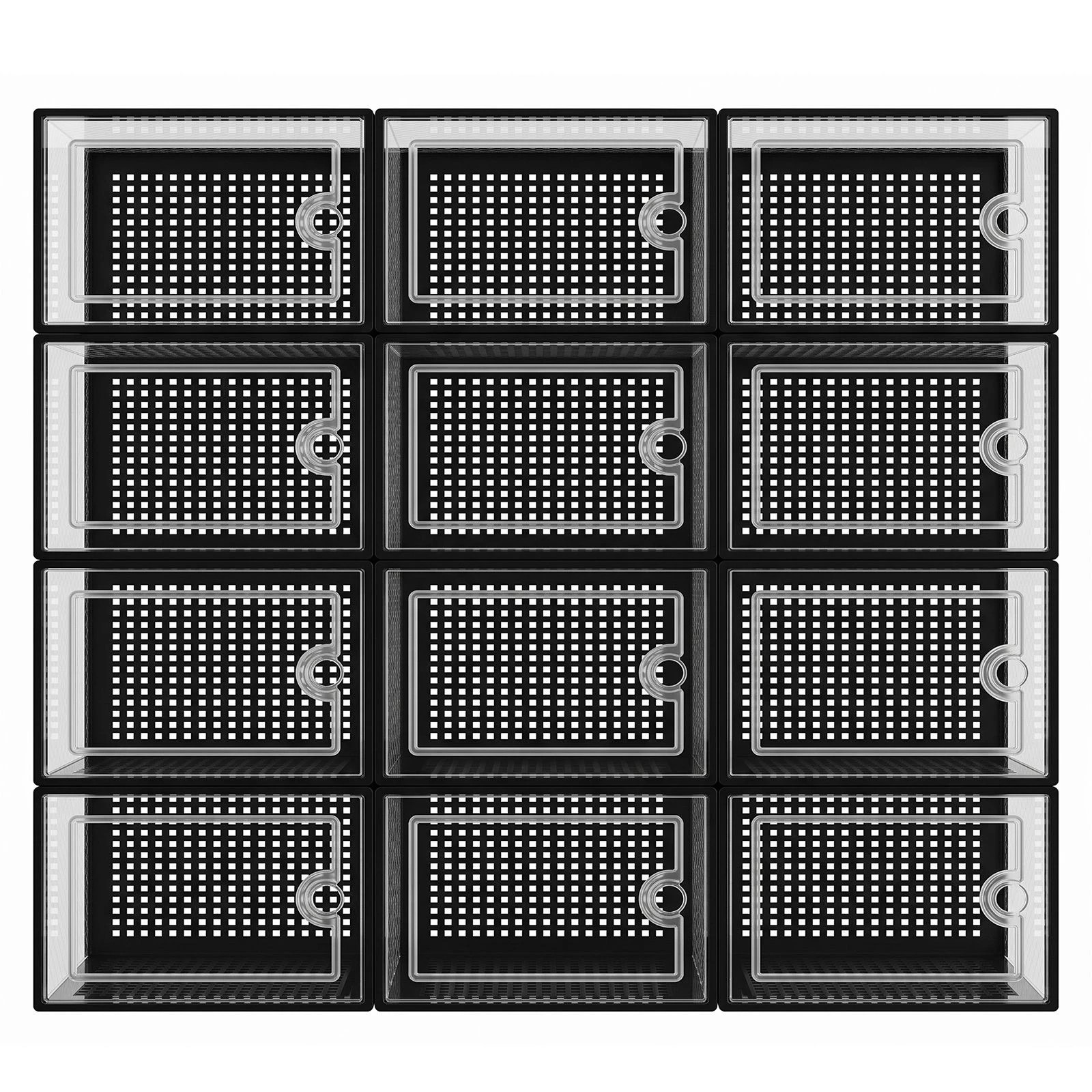 Ausway Large Shoe Storage Boxes 12PCS Clear Plastic Stackable Organiser ...