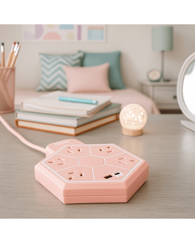 Arlec 5 Outlet Hexagon USB A & C Charging Ports Powerboard - 