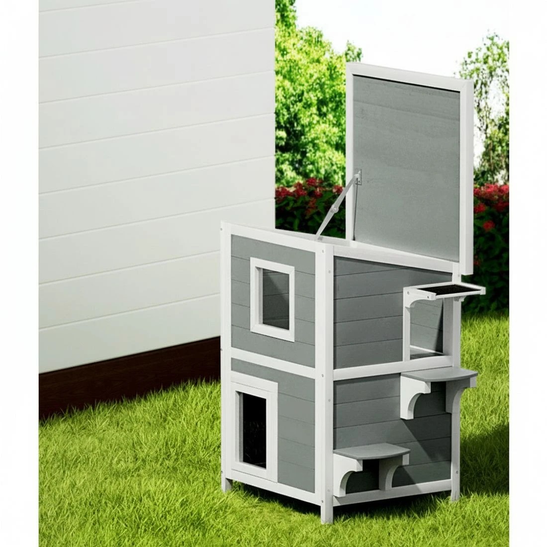 5 i.Pet Cat House Outdoor Shelter 56cm x 52cm x 82cm Rabbit Hutch Wooden Condo Small Dog - Multi, 5 of 6