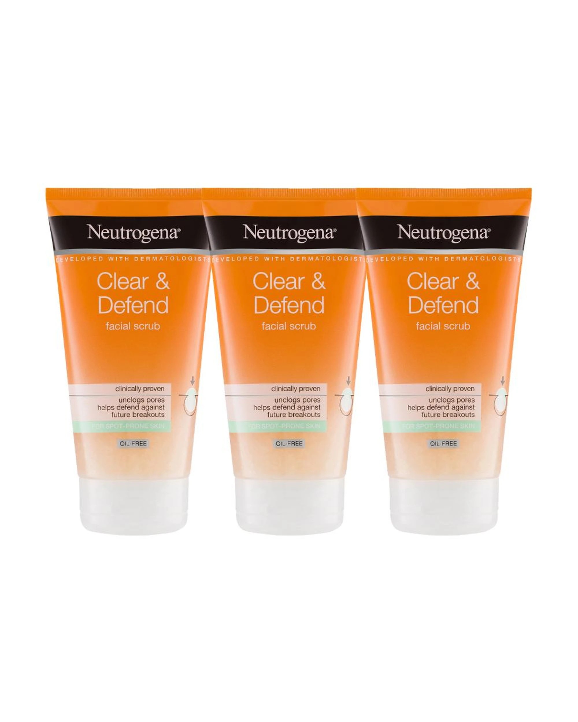 1 3 x Neutrogena Clear & Defend Daily Scrub 150mL, 1 of 2