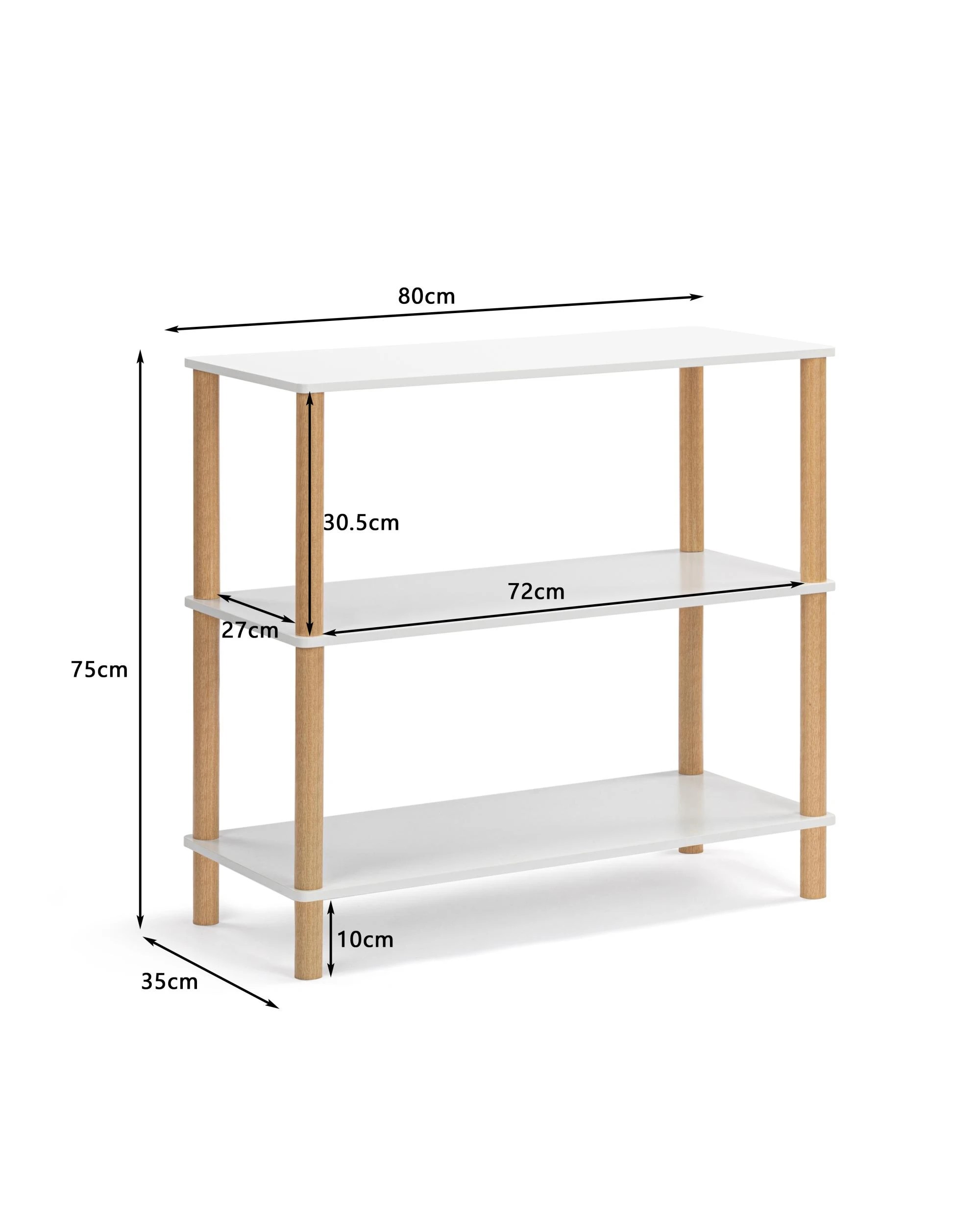 8 Kodu Open Shelf Unit Shelving Display Rectangular 3 Levels White and Oak, 8 of 8