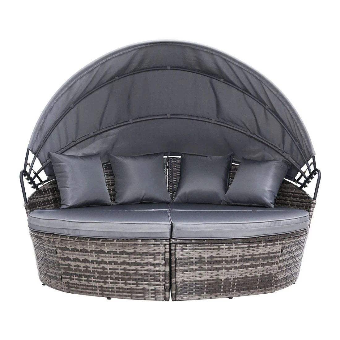 4 Gardeon Sun Lounge Setting Wicker Lounger Day Bed Outdoor Furniture Patio - Grey, 4 of 8