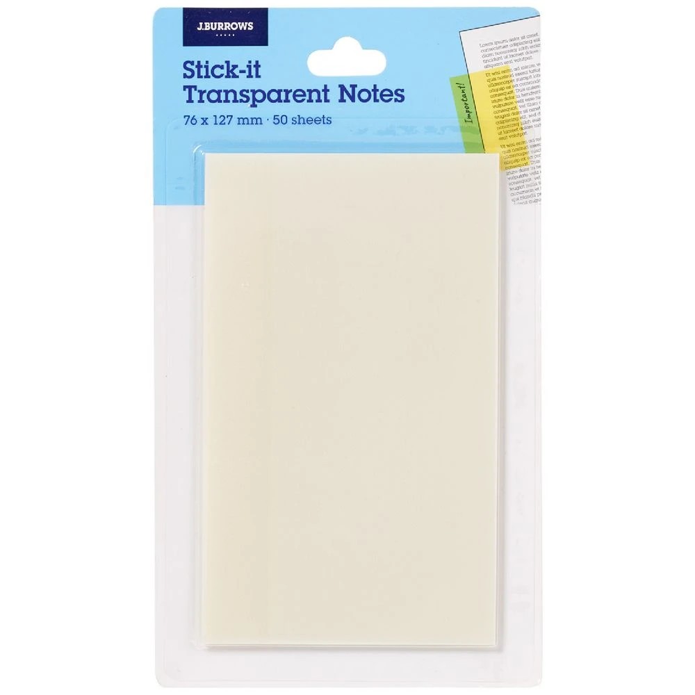 1 J.Burrows Stick-it Notes Transparent 76x127mm, 1 of 4