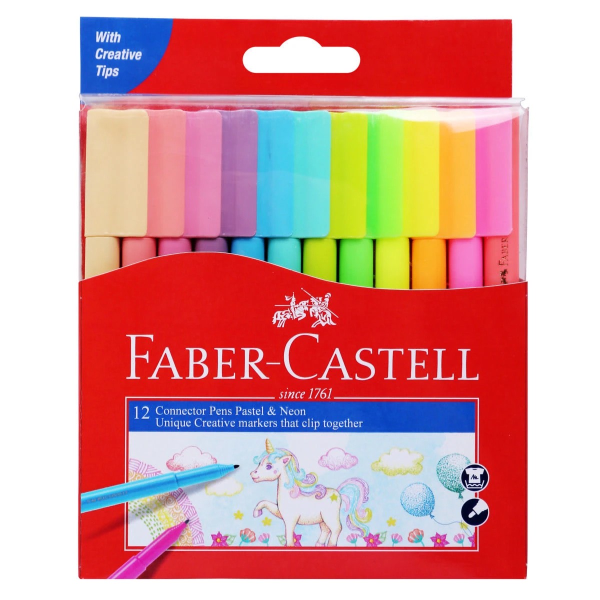 1 12 Pack Faber-Castell Connector Pens - Pastel & Neon, 1 of 1