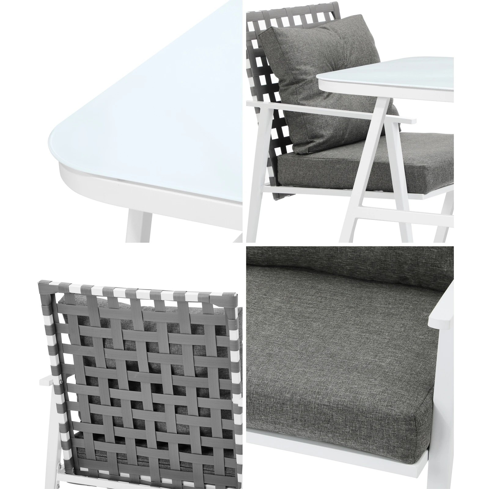 5 Livsip Outdoor Dining Set Rattan Chair Marble-style Table Garden Patio Furniture - Multi, 5 of 9