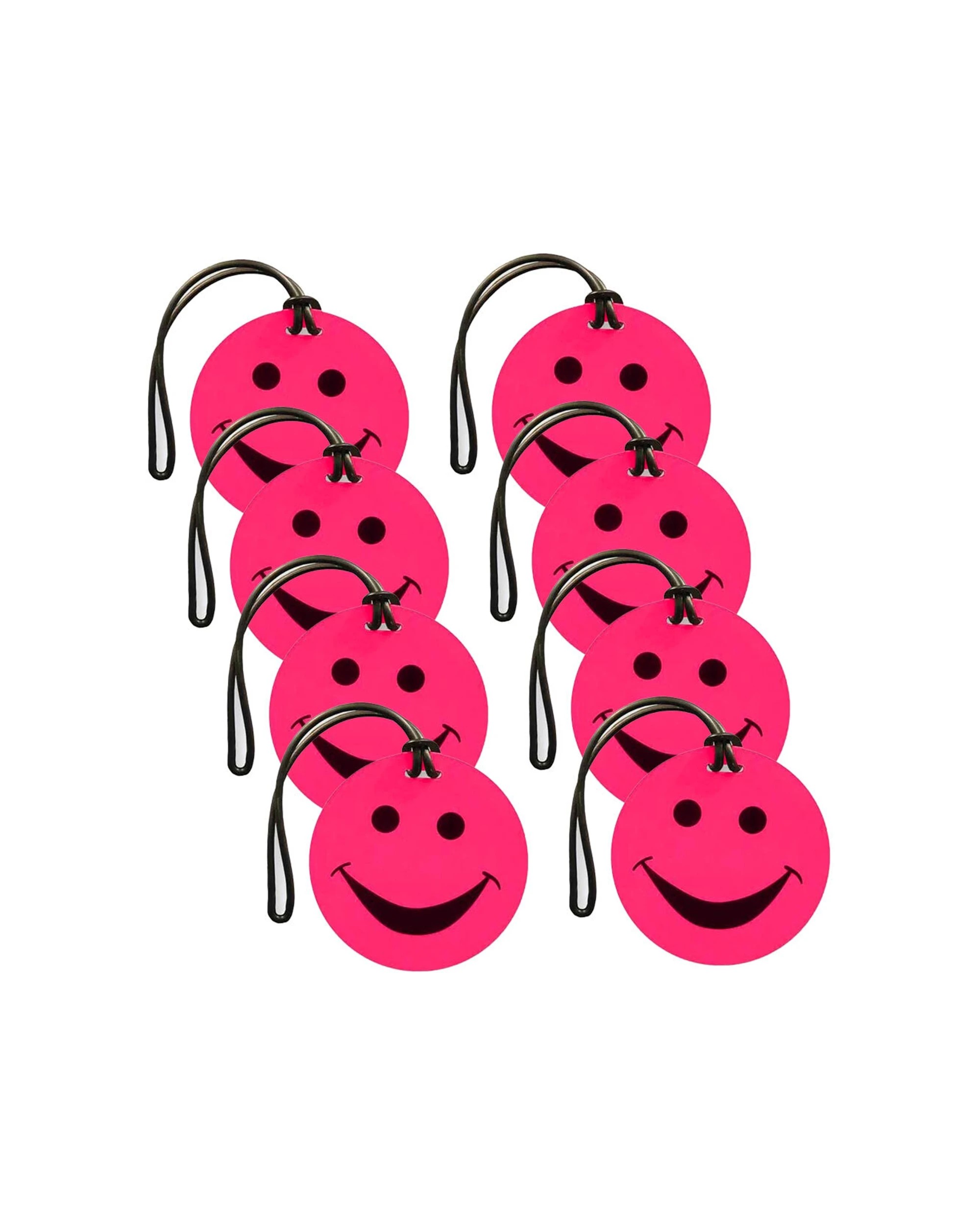 1 Tosca 8Pk Smiley Travel Luggage Suitcase Bag Tag - Pink, 1 of 2
