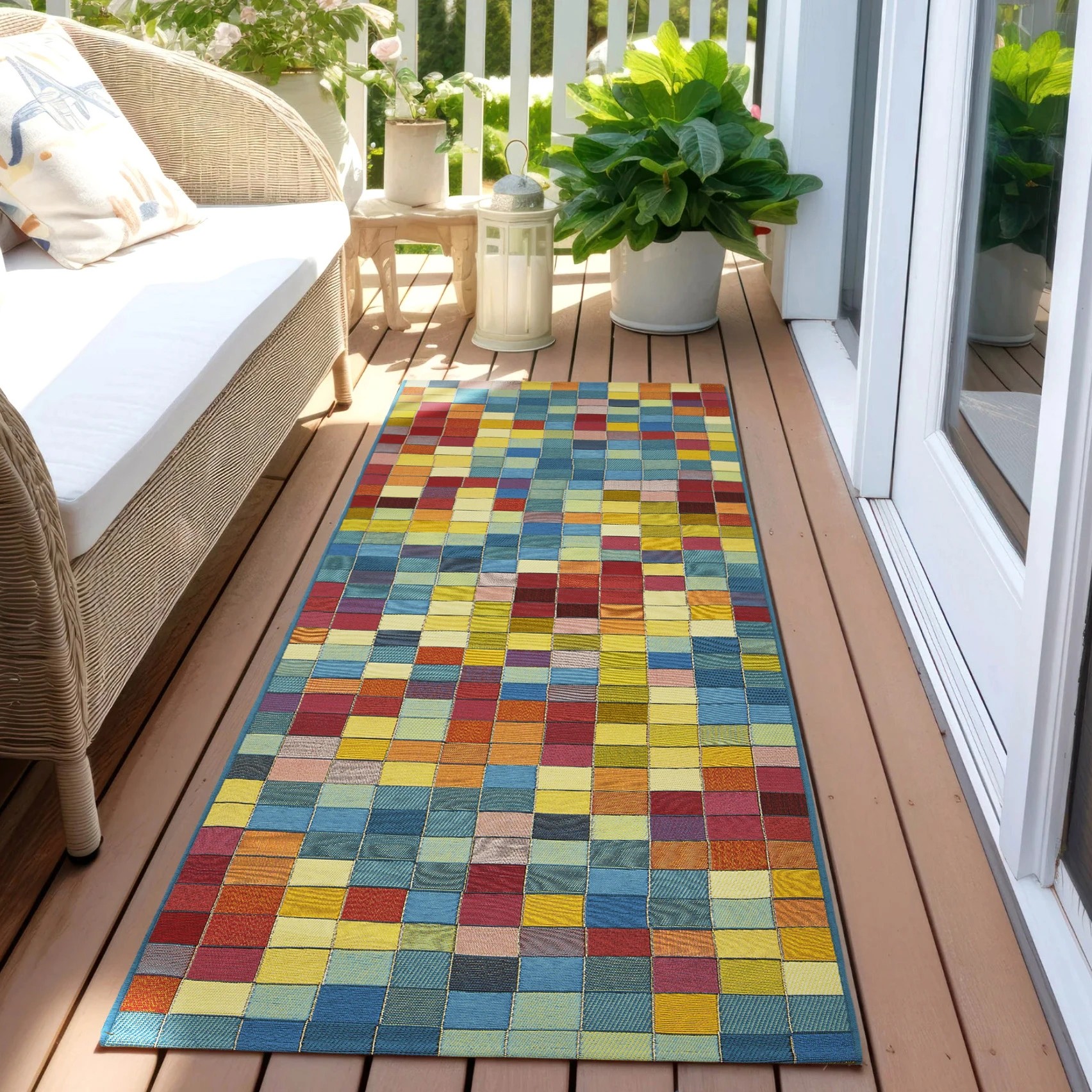 1 Common Ground Rugs Horizon Pixel 300x80cm - Medium Outdoor Rug - Multi, 1 of 8