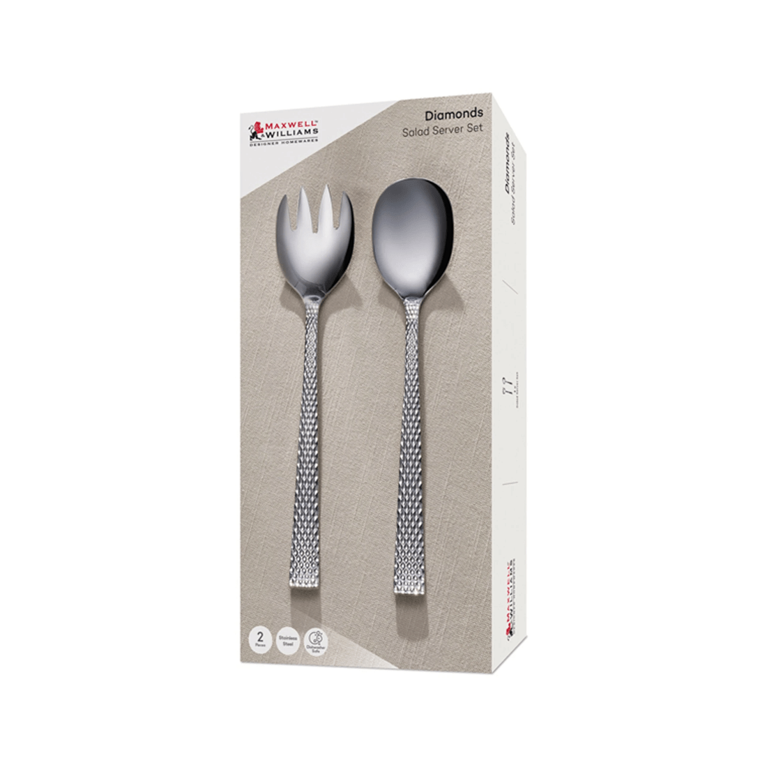 2 Maxwell & Williams 2 Piece Diamonds Salad Server Set Stainless Steel
 - Silver, 2 of 3