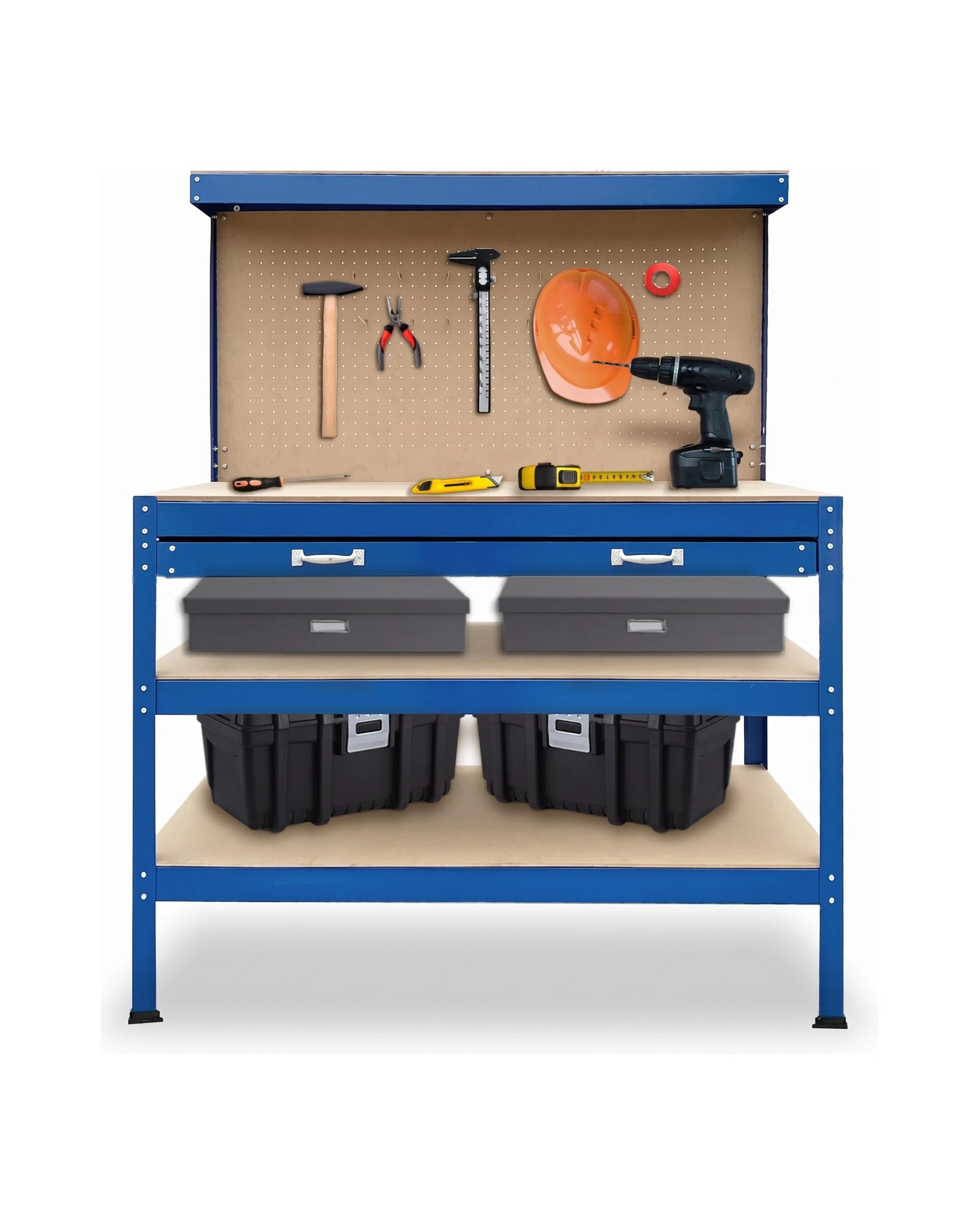 7 3-Layered Work Bench Garage Storage Table Tool Shop Shelf - Blue, 7 of 10