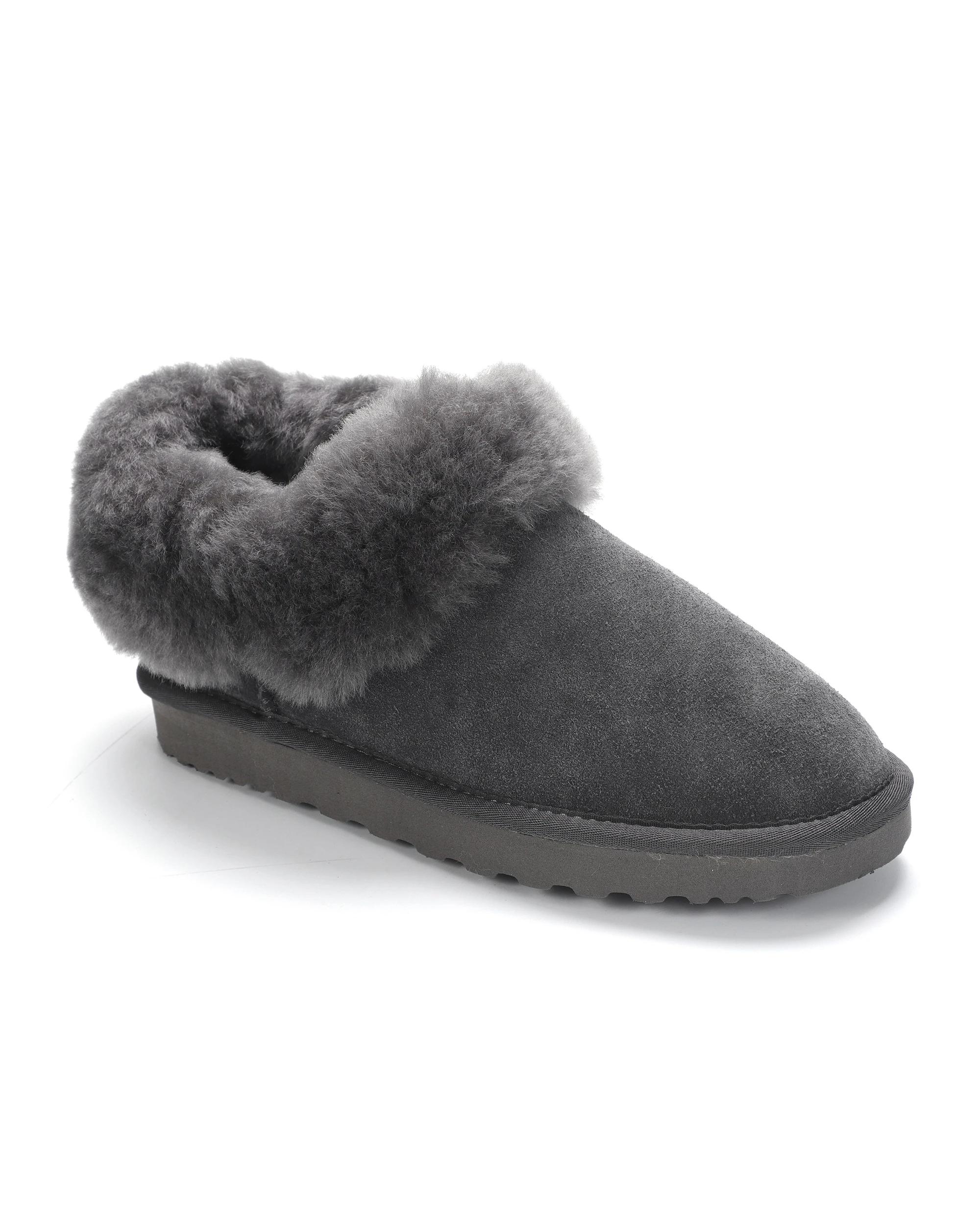 3 AUS WOOLI Sheepskin Wool Traditional Ankle UGG Slippers GREY, 3 of 6