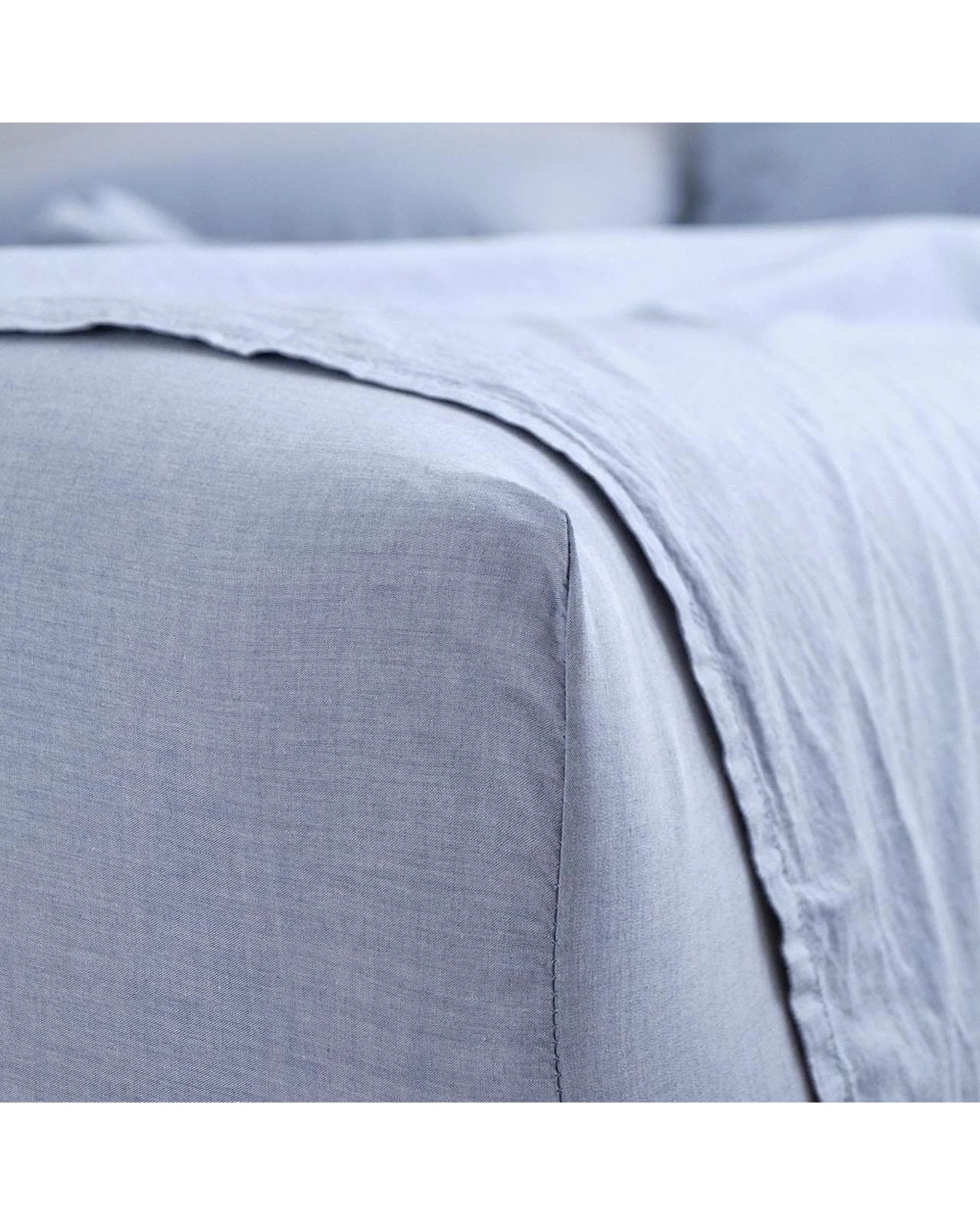 3 Canningvale Vintage Softwash Cotton Sheet Set Denim MElange - Super King Bed - Blue, 3 of 3
