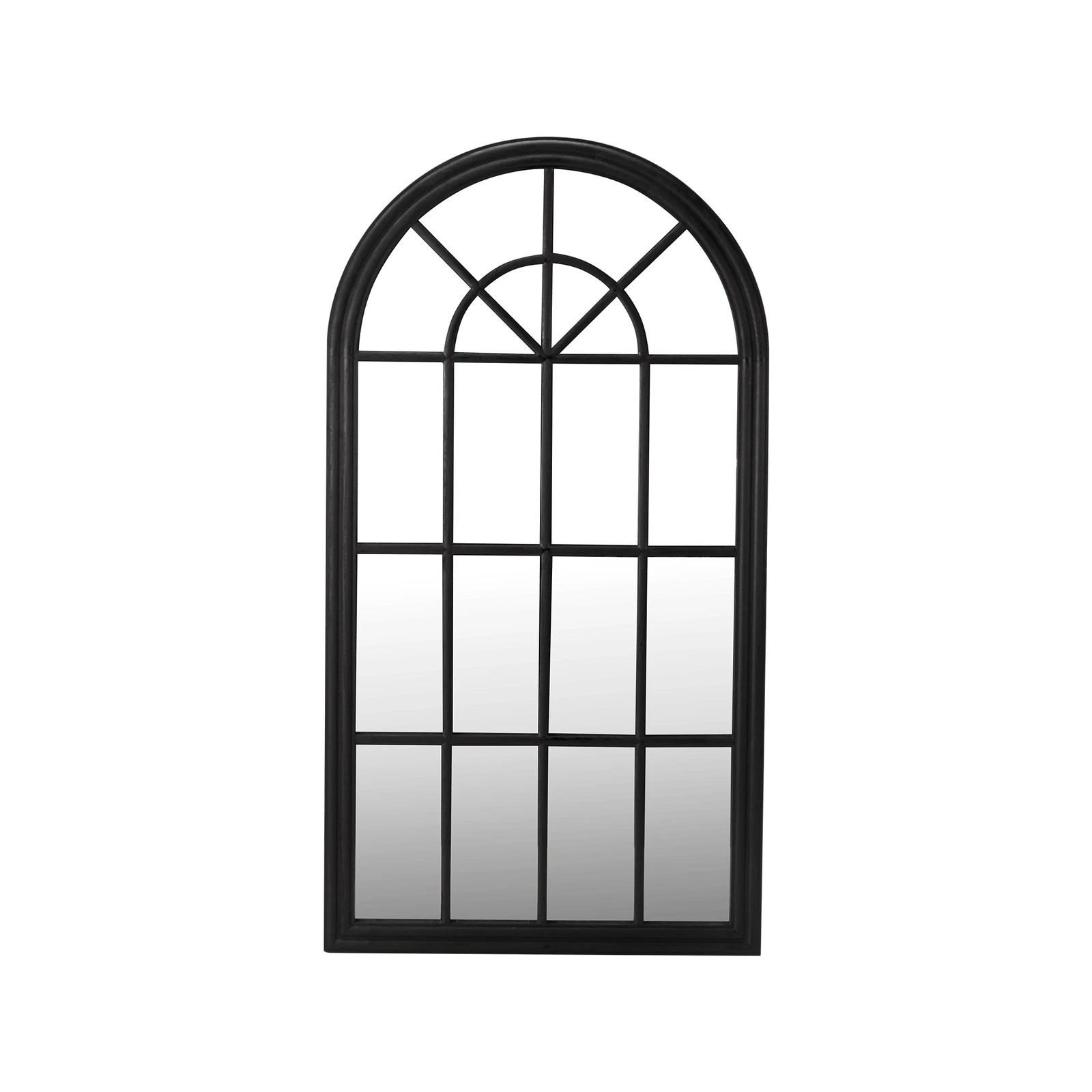 9 Oikiture Wooden Window Mirror Arched Wall Mirrors Decor 130x70cm
 - Black, 9 of 9