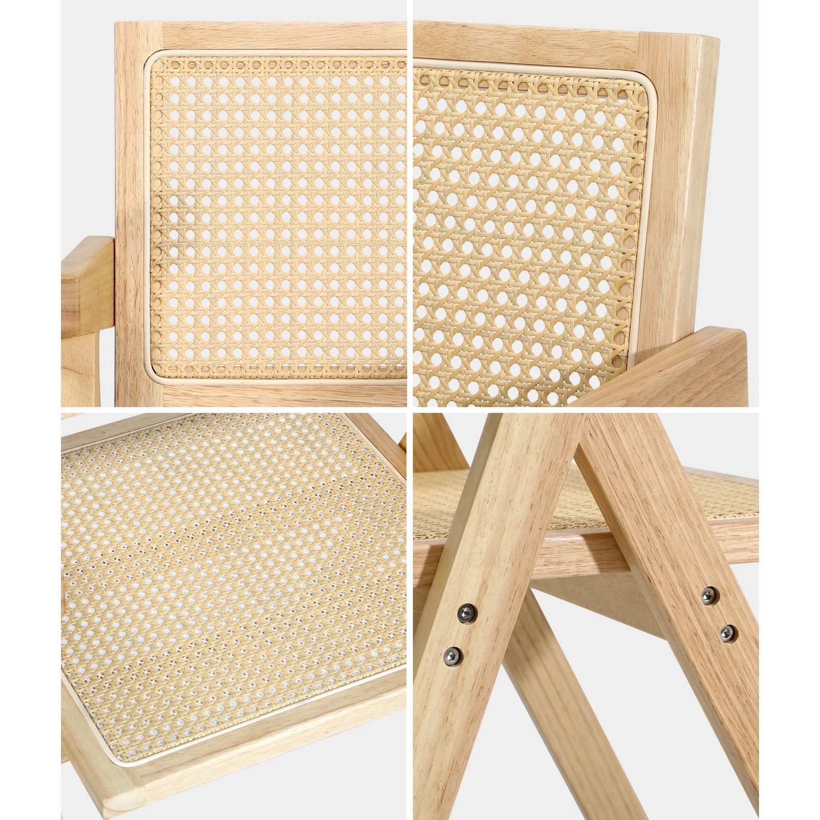 5 Oikiture 4x Dining Chairs Rattan Chair Wooden Accent Chair - Natural, 5 of 10