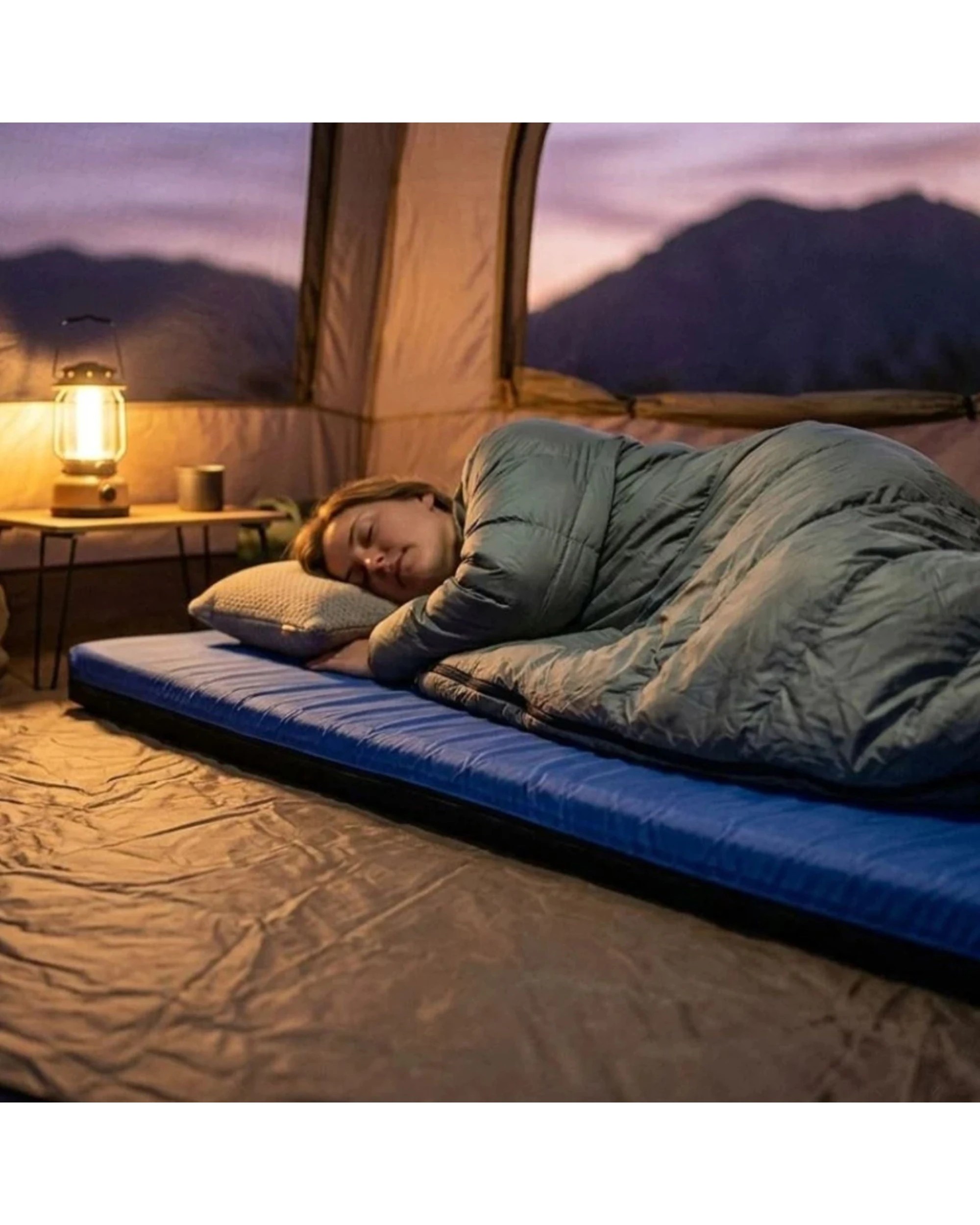3 Wildtrak 50mm Open Cell Single Camp Mat Breathable Polycotton Liner 2kg - Blue, 3 of 5
