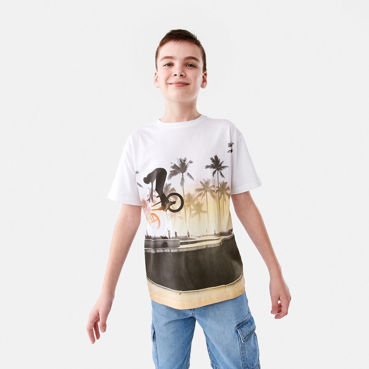 1 Short Sleeve All Over Print T-shirt Wht Skate, 1 of 9
